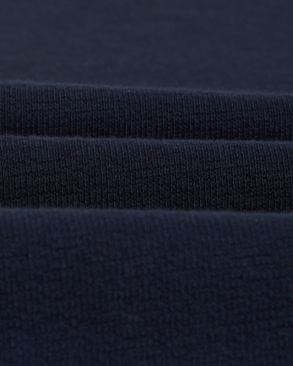 Hayden - Navy Textured Organic Cotton Long Sleeve T-Shirt