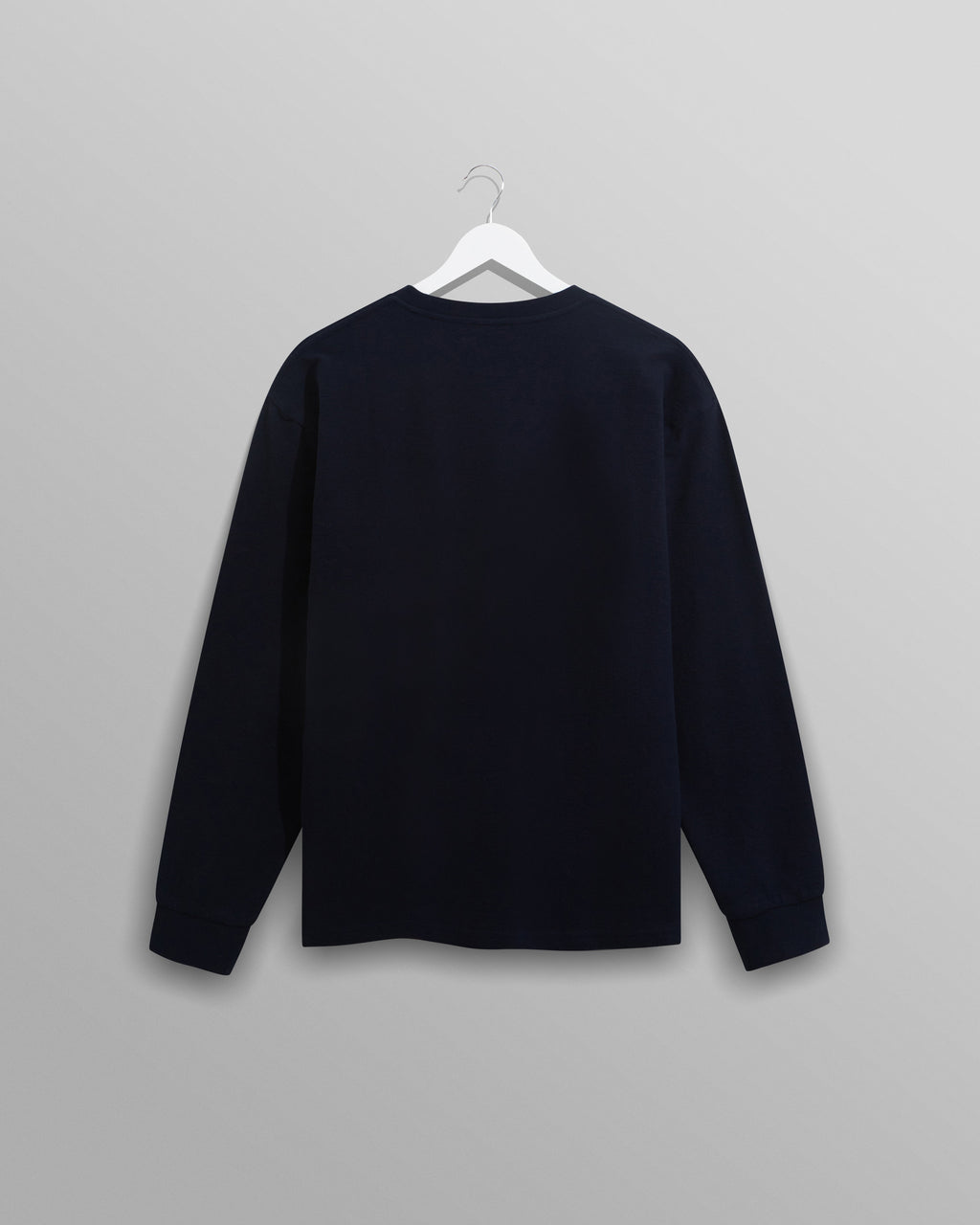 Hayden - Navy Textured Organic Cotton Long Sleeve T-Shirt