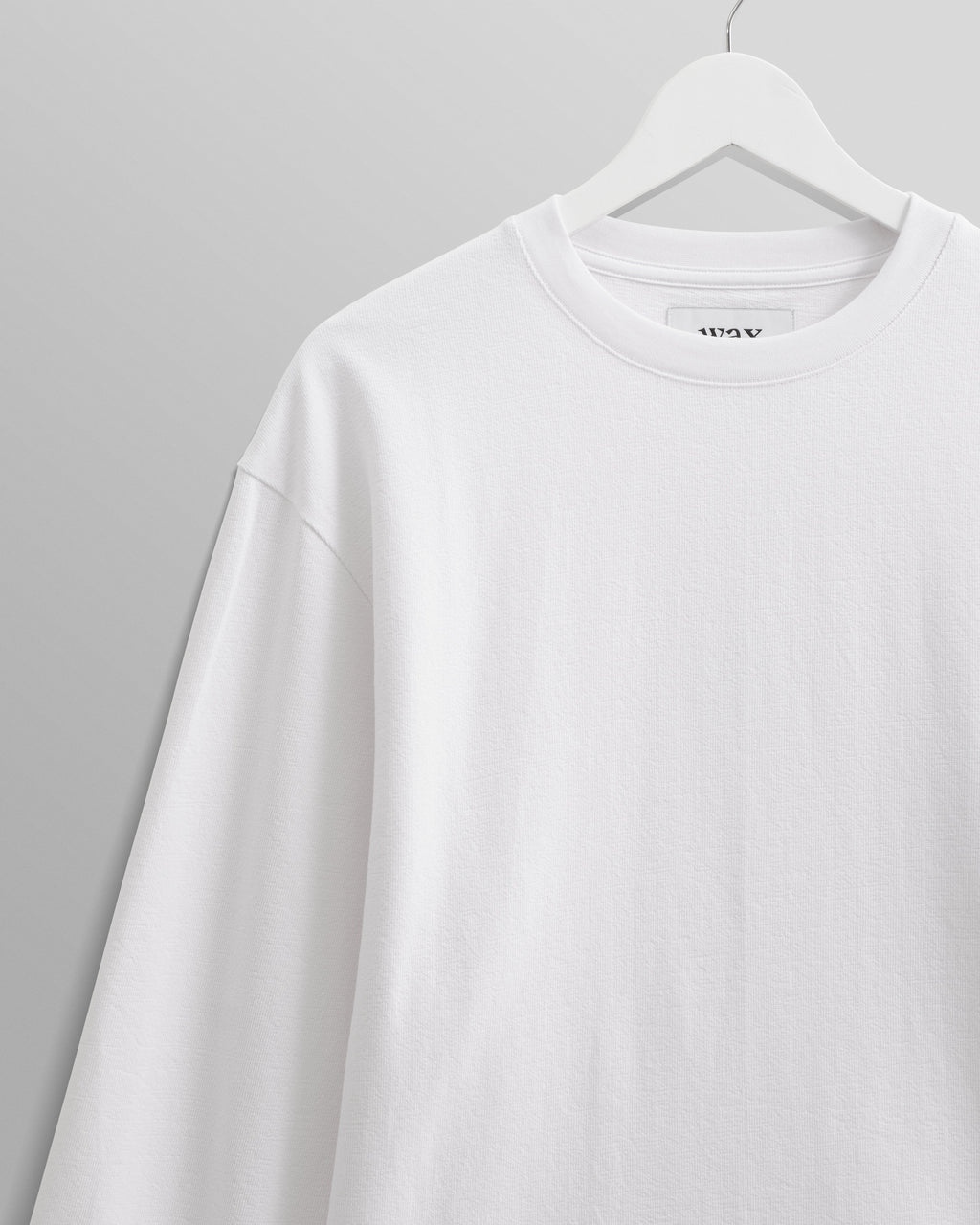 Hayden - White Textured Organic Cotton Long Sleeve T-Shirt