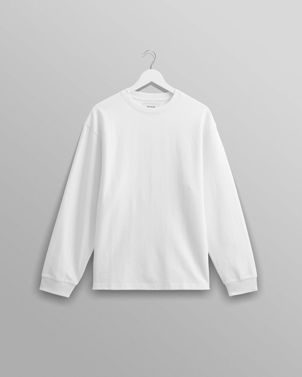Hayden - White Textured Organic Cotton Long Sleeve T-Shirt