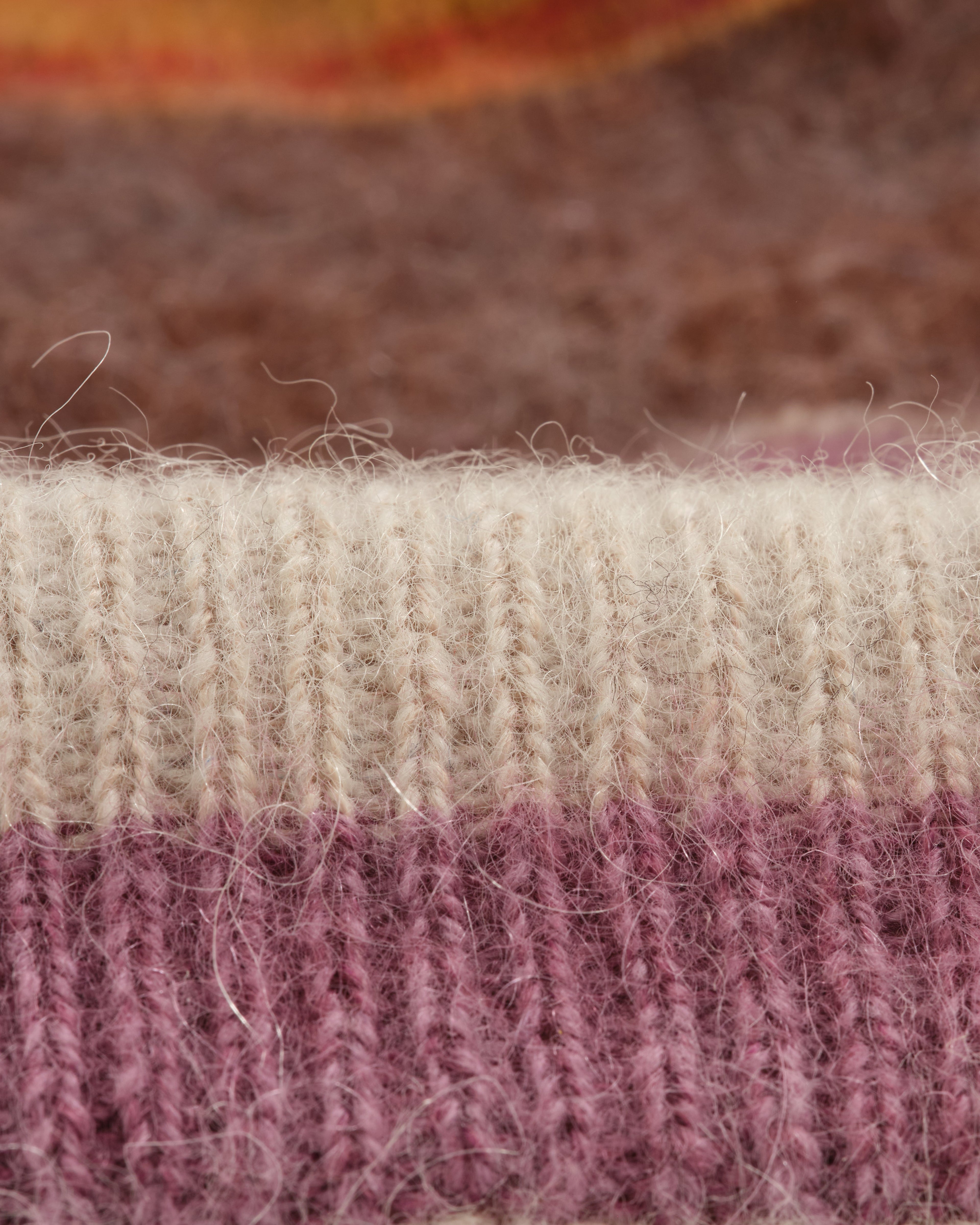 Hill - Oatmeal Brush Stripe Wool Beanie
