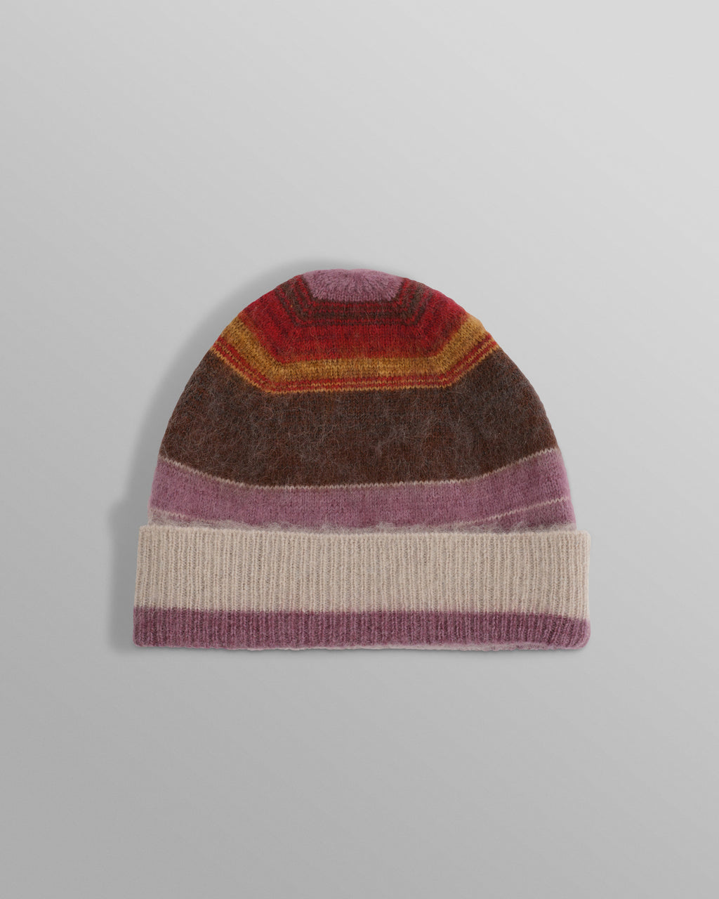 Hill - Oatmeal Brush Stripe Wool Beanie