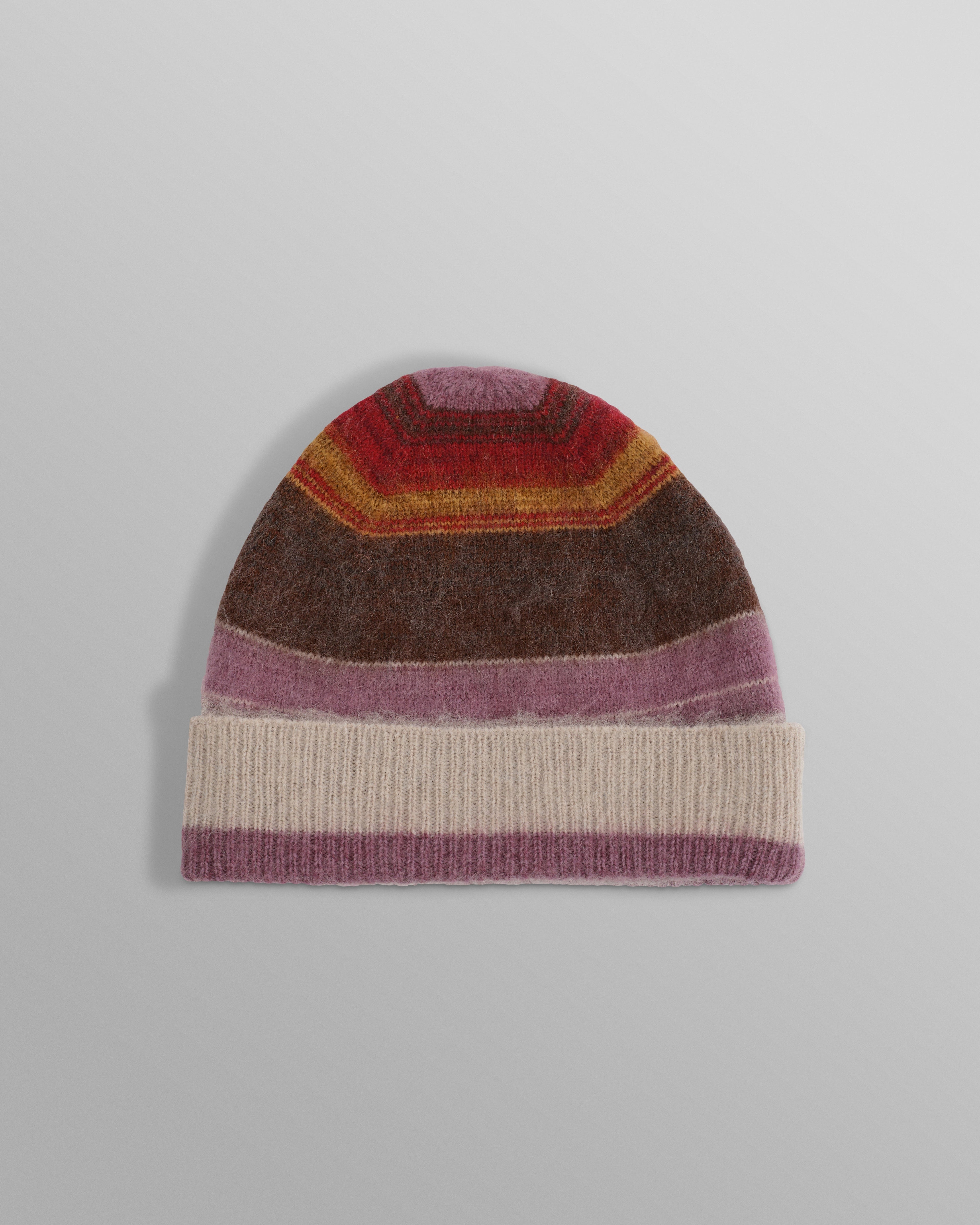 Hill - Oatmeal Brush Stripe Wool Beanie