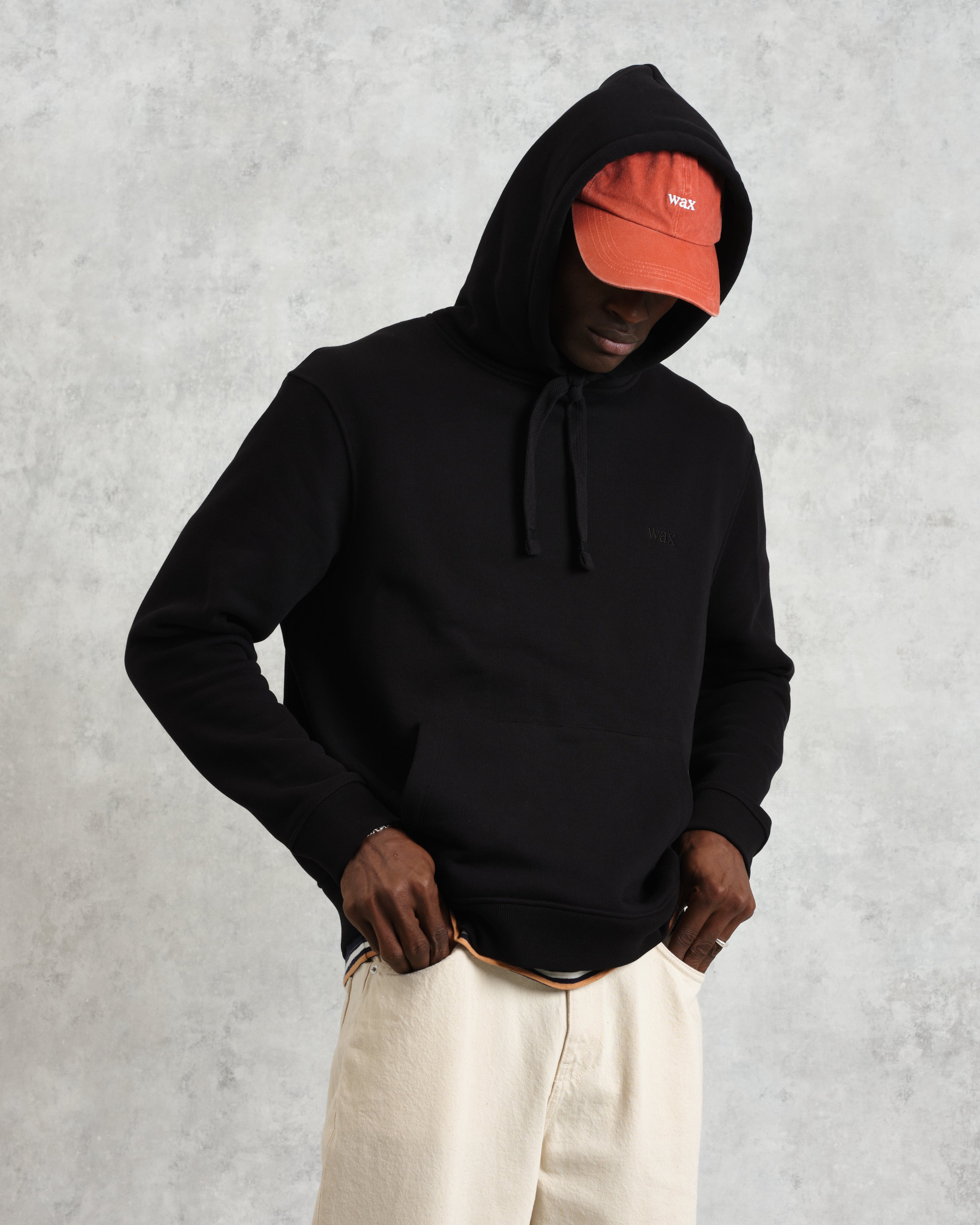 Hoxton - Black Brushed Organic Cotton Hoodie