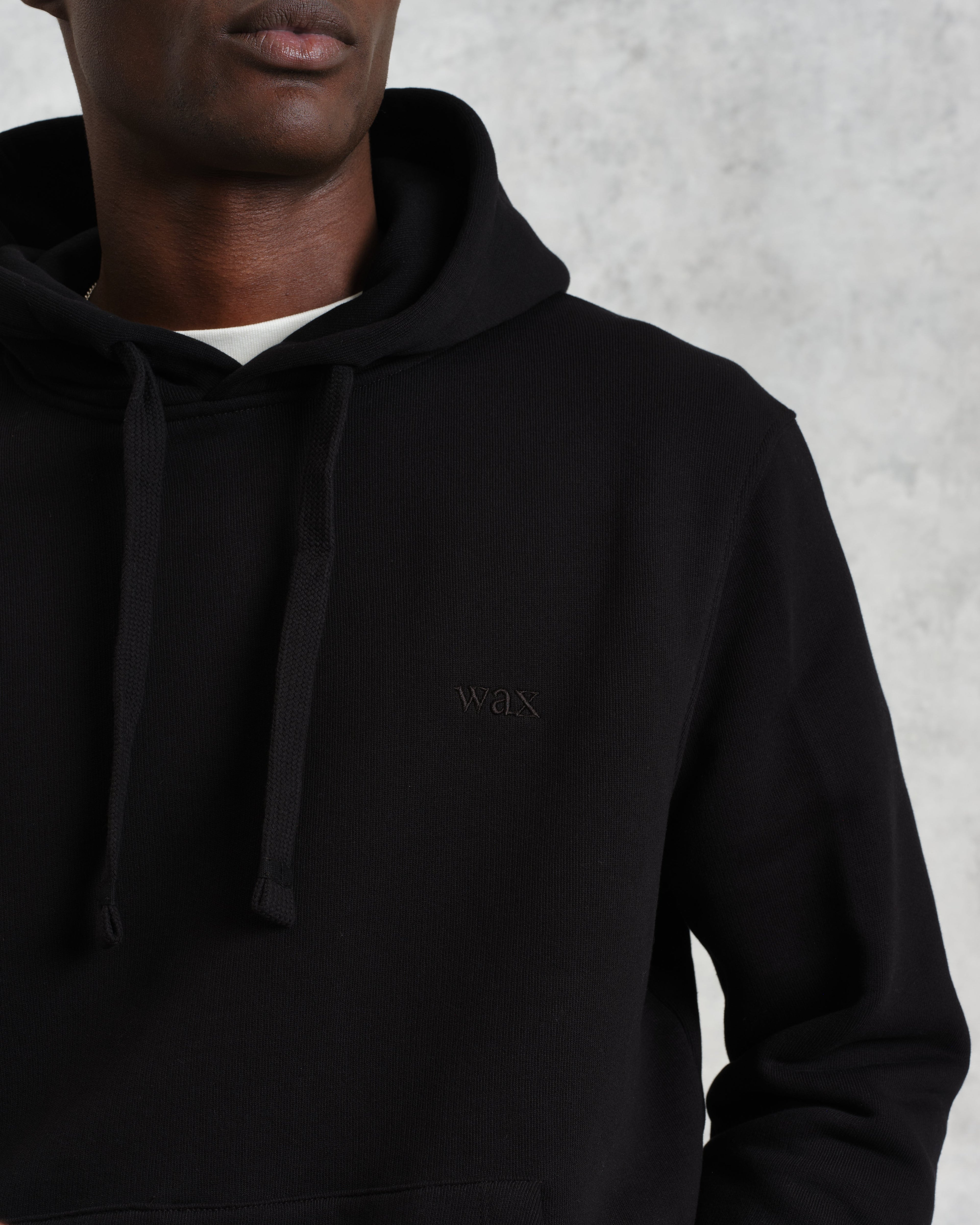 Hoxton - Black Brushed Organic Cotton Hoodie