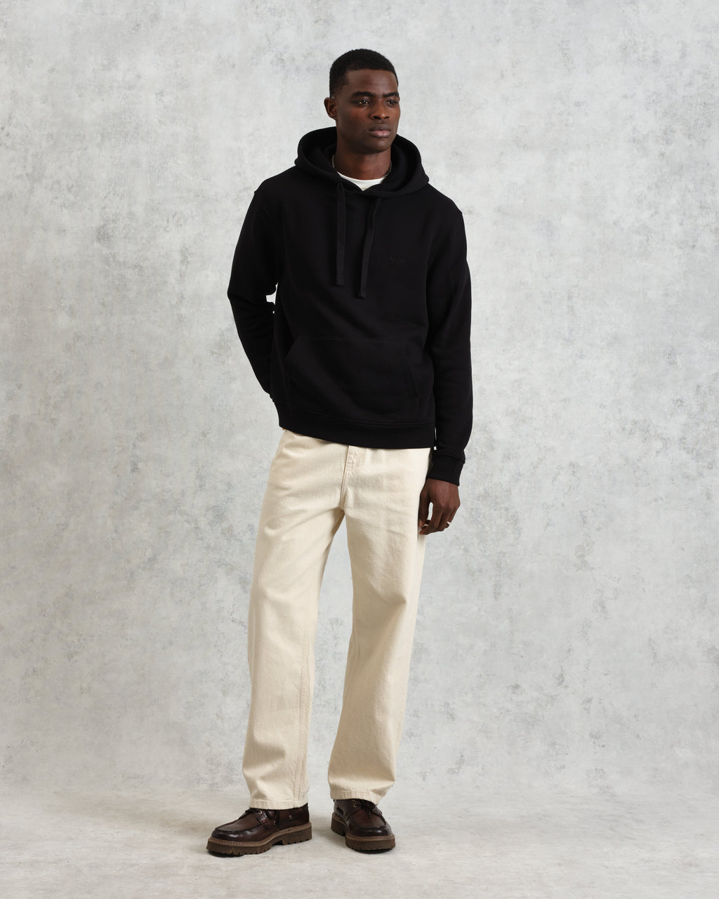 Hoxton - Black Brushed Organic Cotton Hoodie
