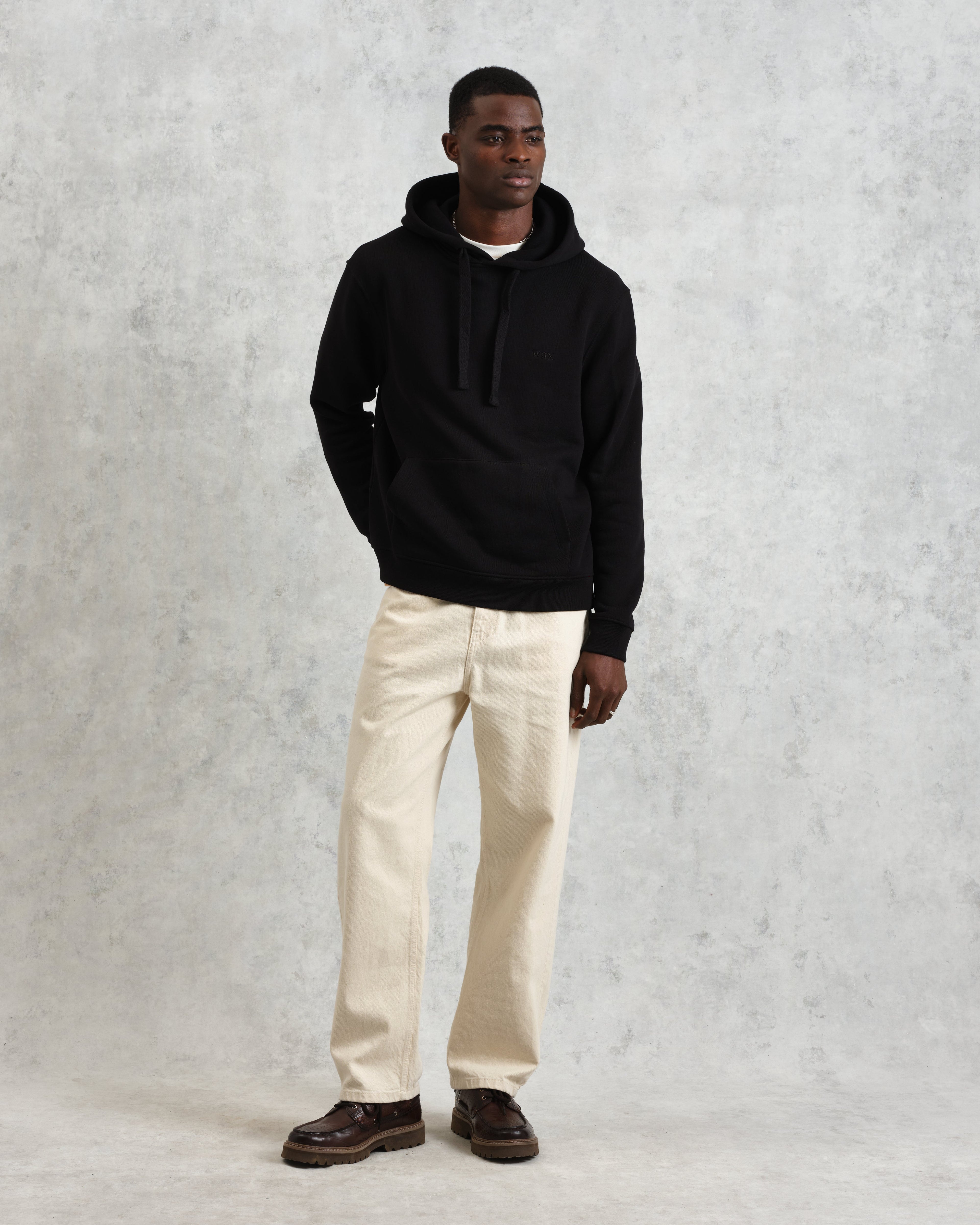 Hoxton - Black Brushed Organic Cotton Hoodie