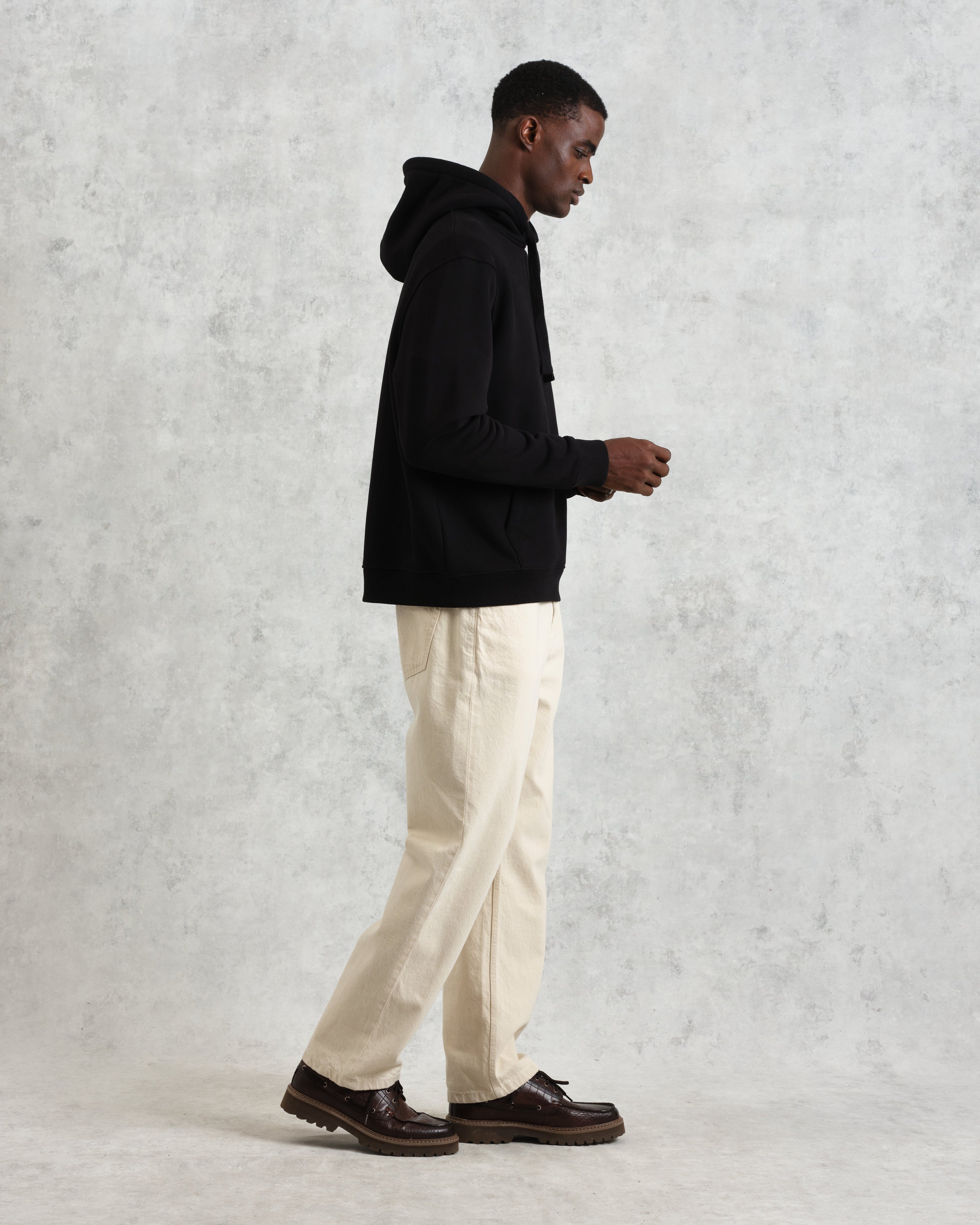 Hoxton - Black Brushed Organic Cotton Hoodie