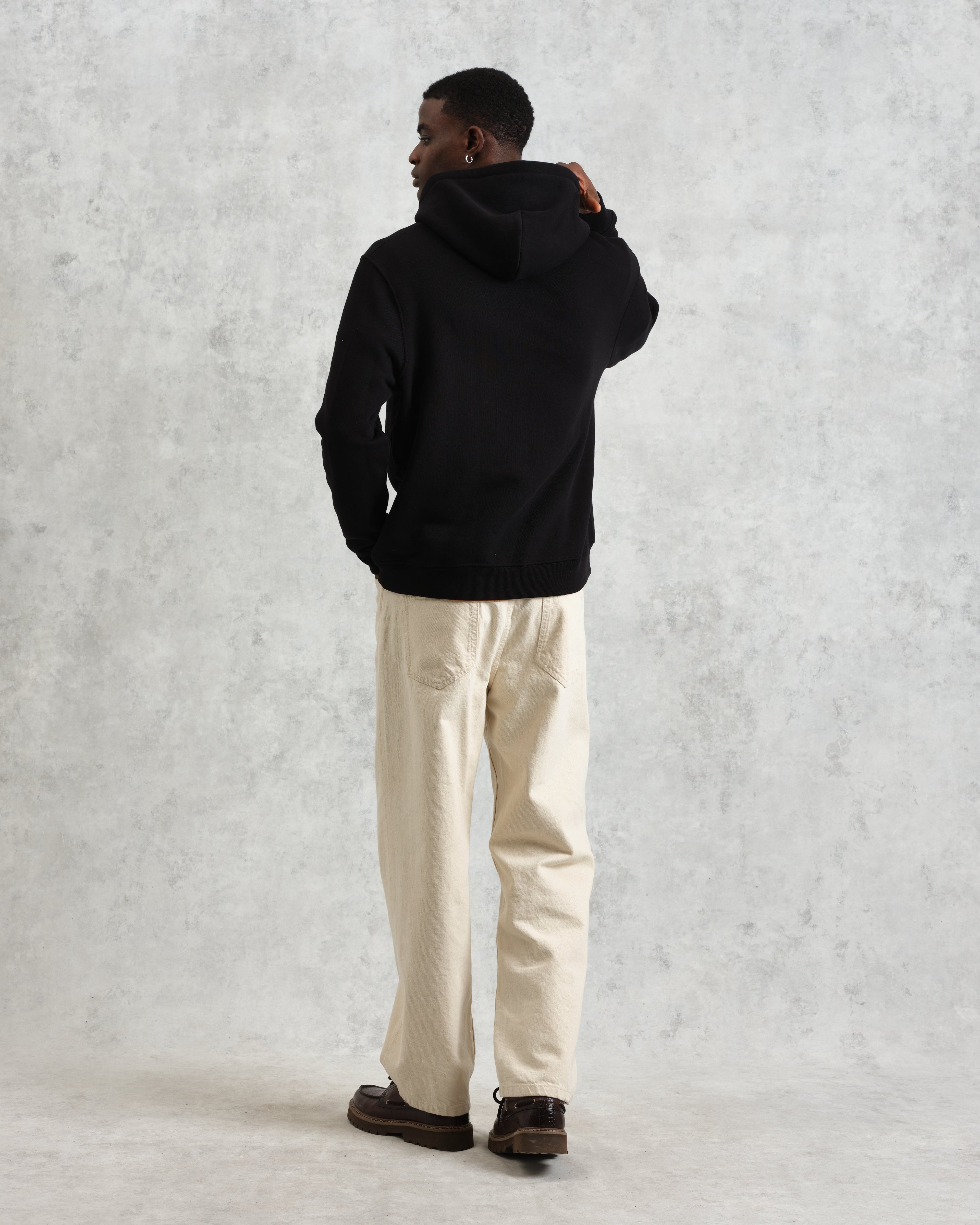 Hoxton - Black Brushed Organic Cotton Hoodie