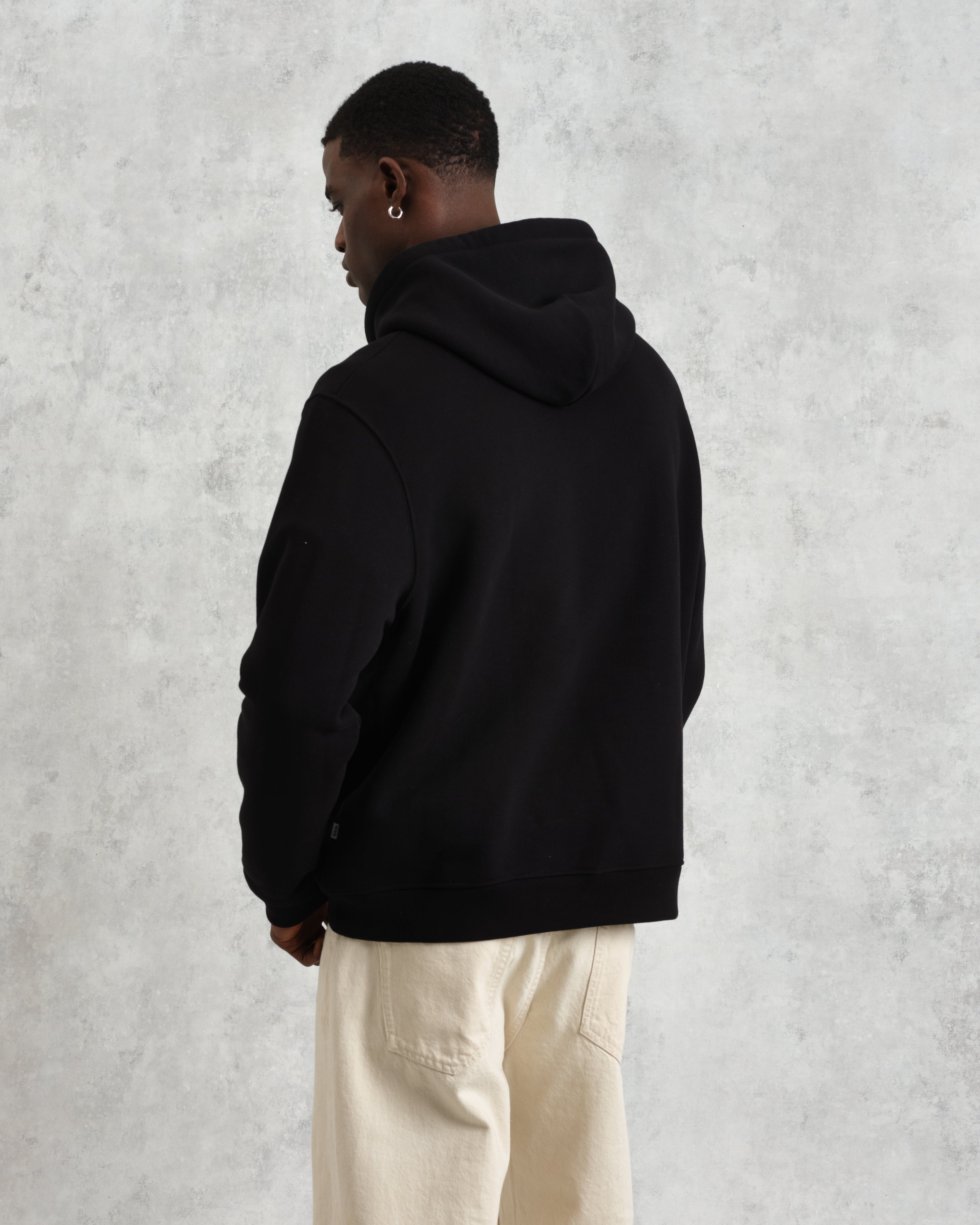 Hoxton - Black Brushed Organic Cotton Hoodie