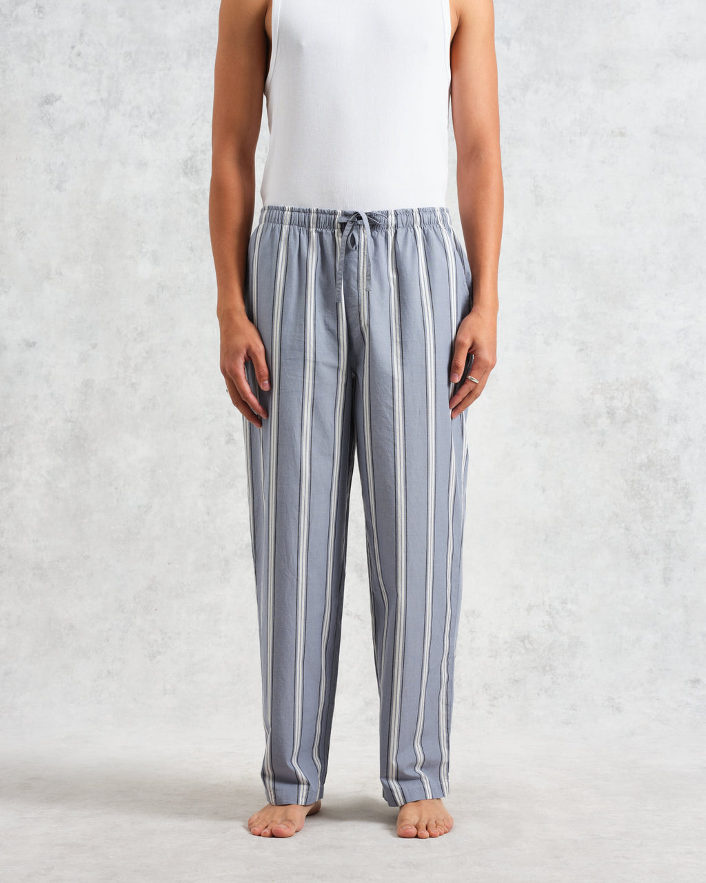 Hutton - Blue And Ecru Oxford Stripe Lounge Trouser