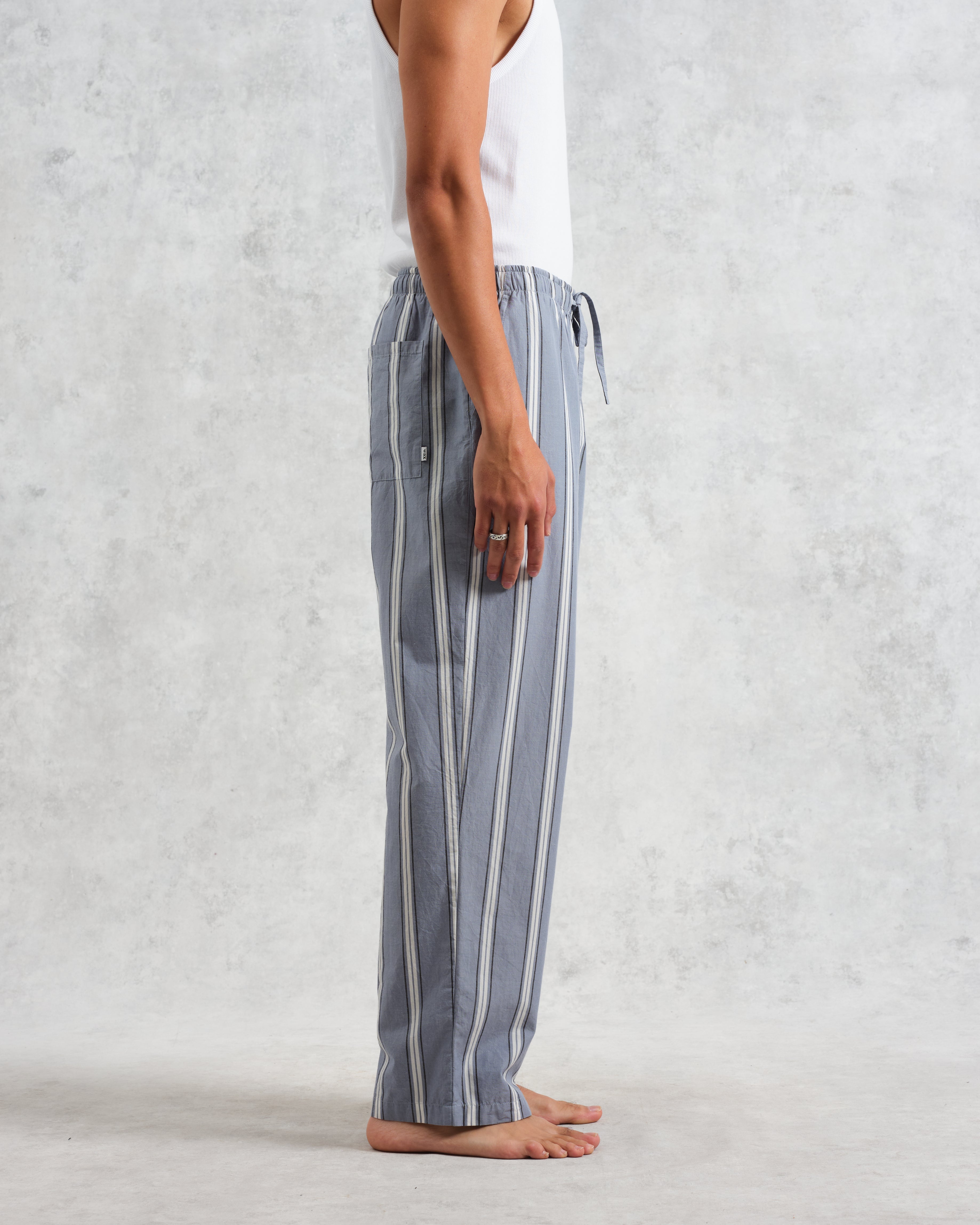 Hutton - Blue And Ecru Oxford Stripe Lounge Trouser