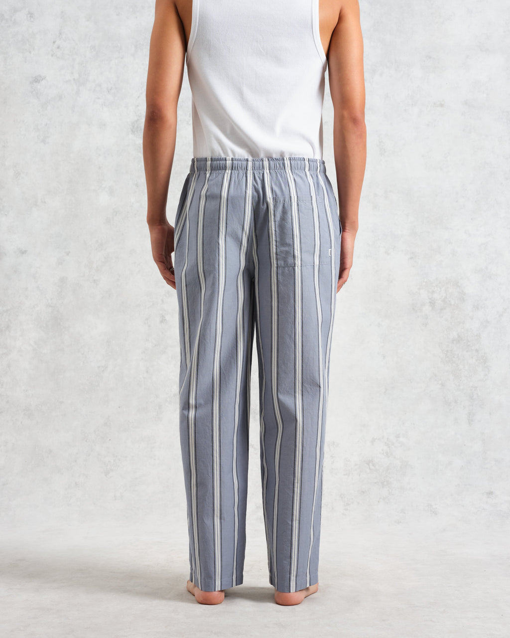 Hutton - Blue And Ecru Oxford Stripe Lounge Trouser