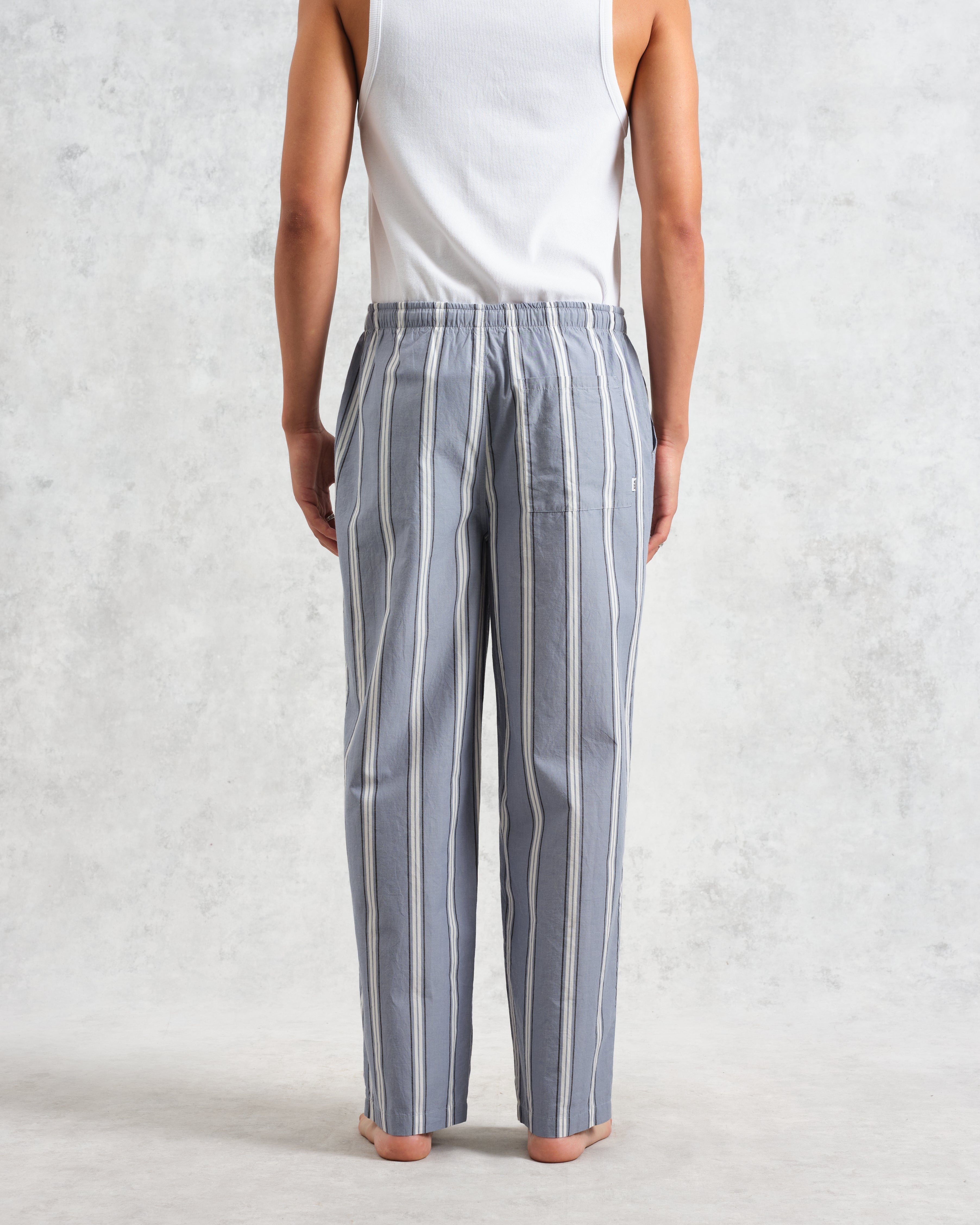 Hutton - Blue And Ecru Oxford Stripe Lounge Trouser