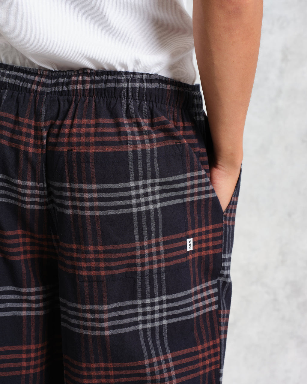 Hutton - Navy And Orange Check Flannel Lounge Trouser