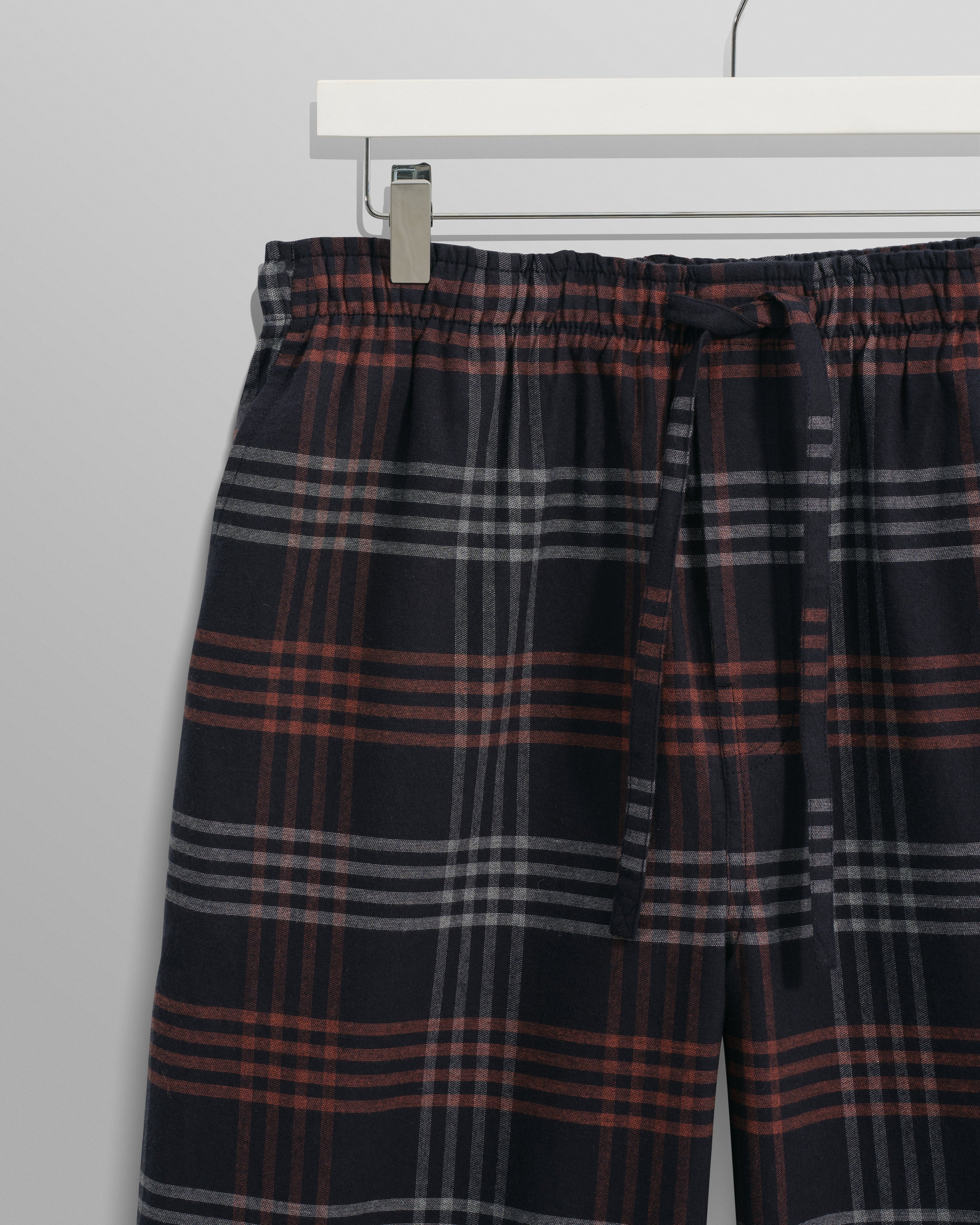 Hutton - Navy And Orange Check Flannel Lounge Trouser