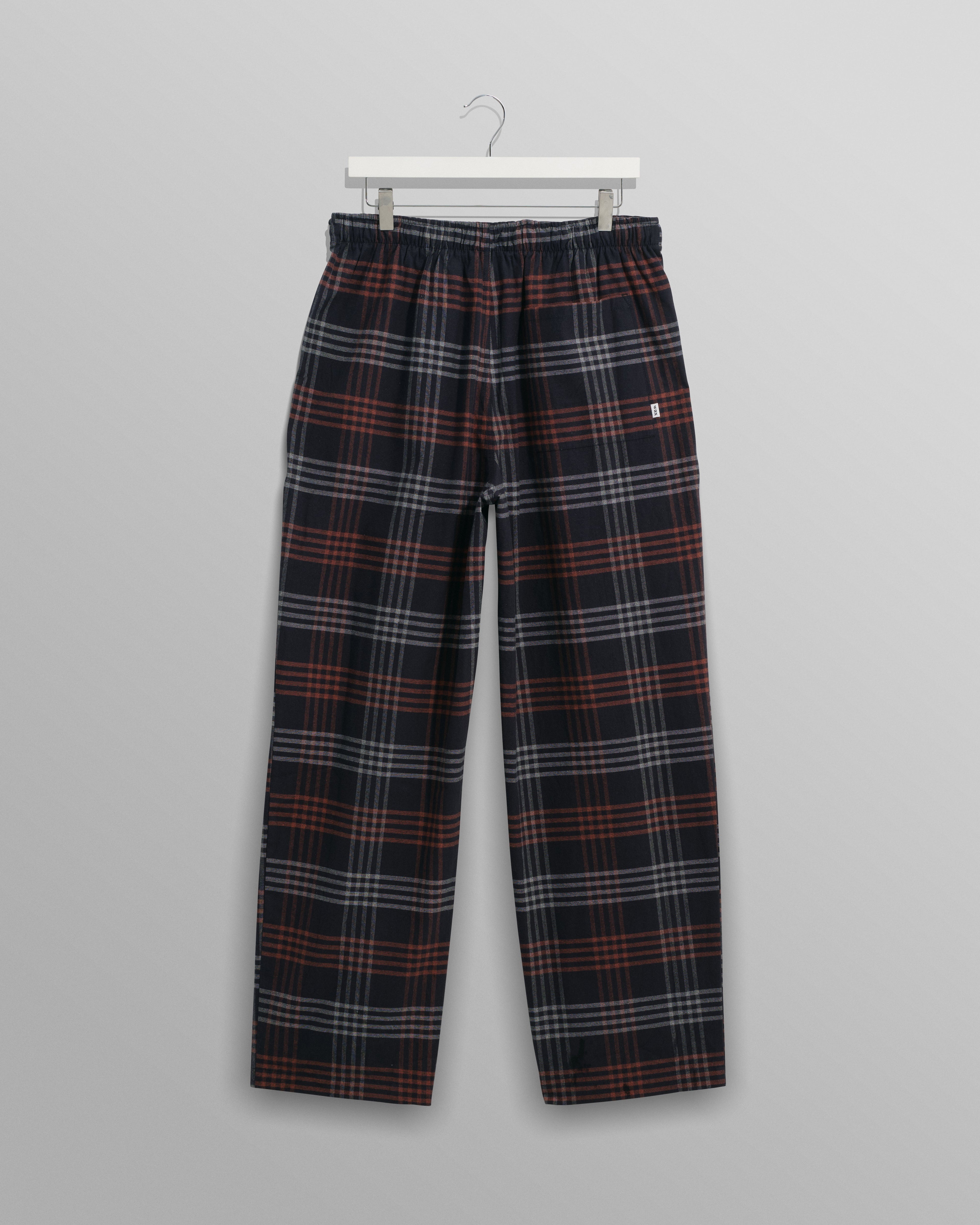 Hutton - Navy And Orange Check Flannel Lounge Trouser