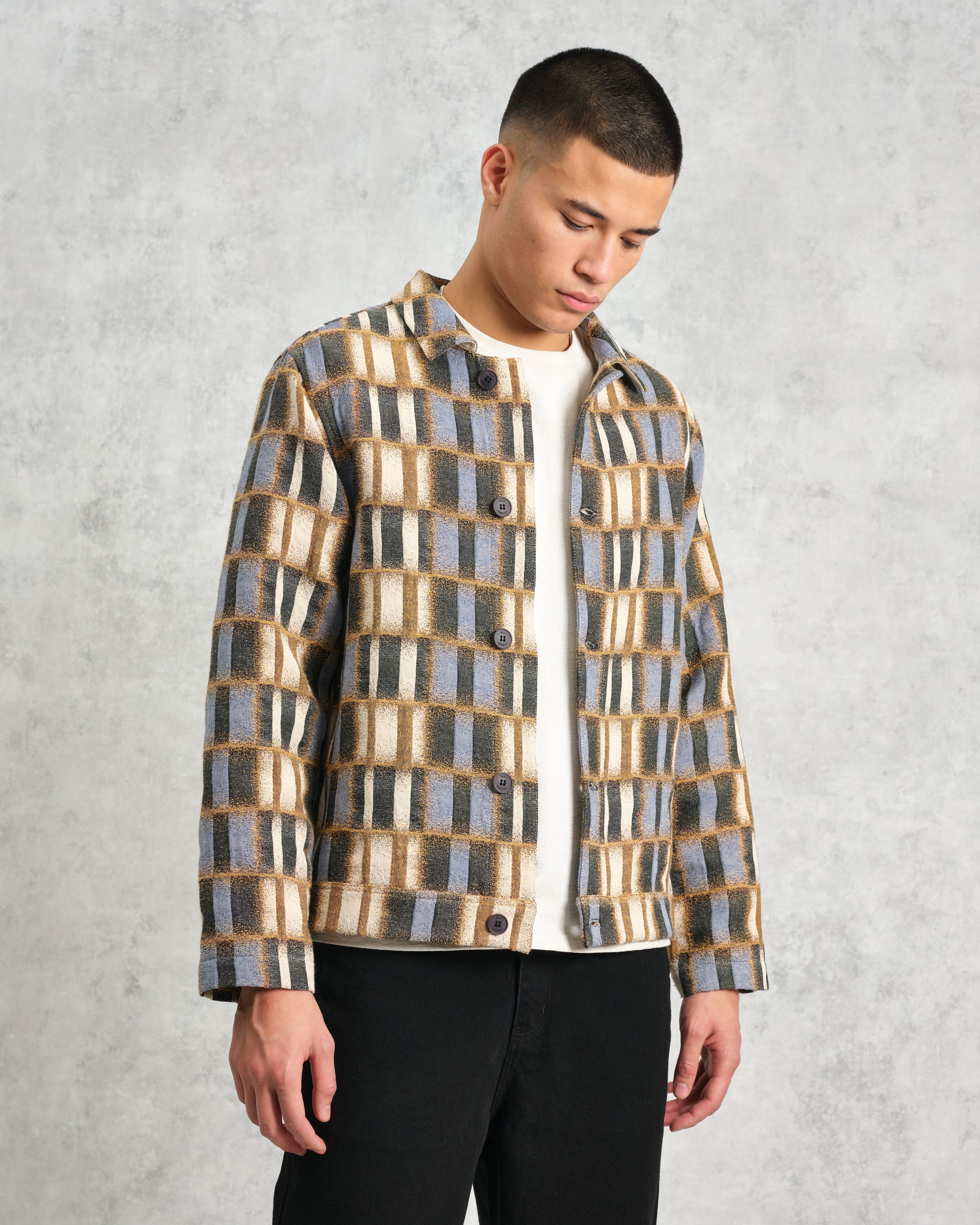 Iggy - Beige And Blue Ombre Grid Jacket