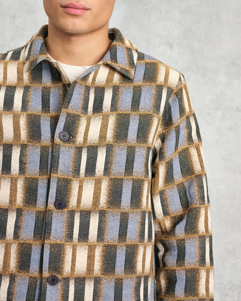 Iggy - Beige And Blue Ombre Grid Jacket
