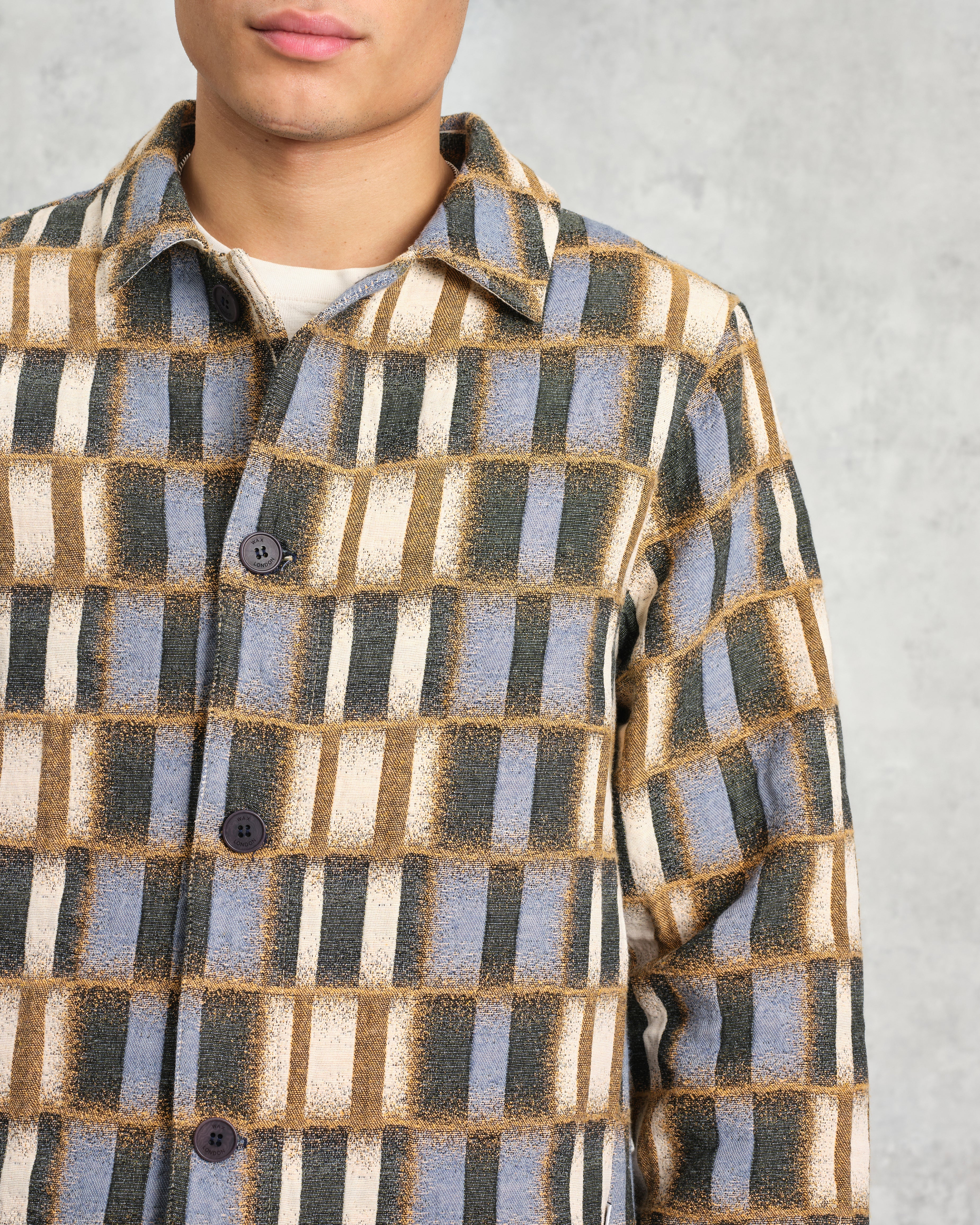 Iggy - Beige And Blue Ombre Grid Jacket