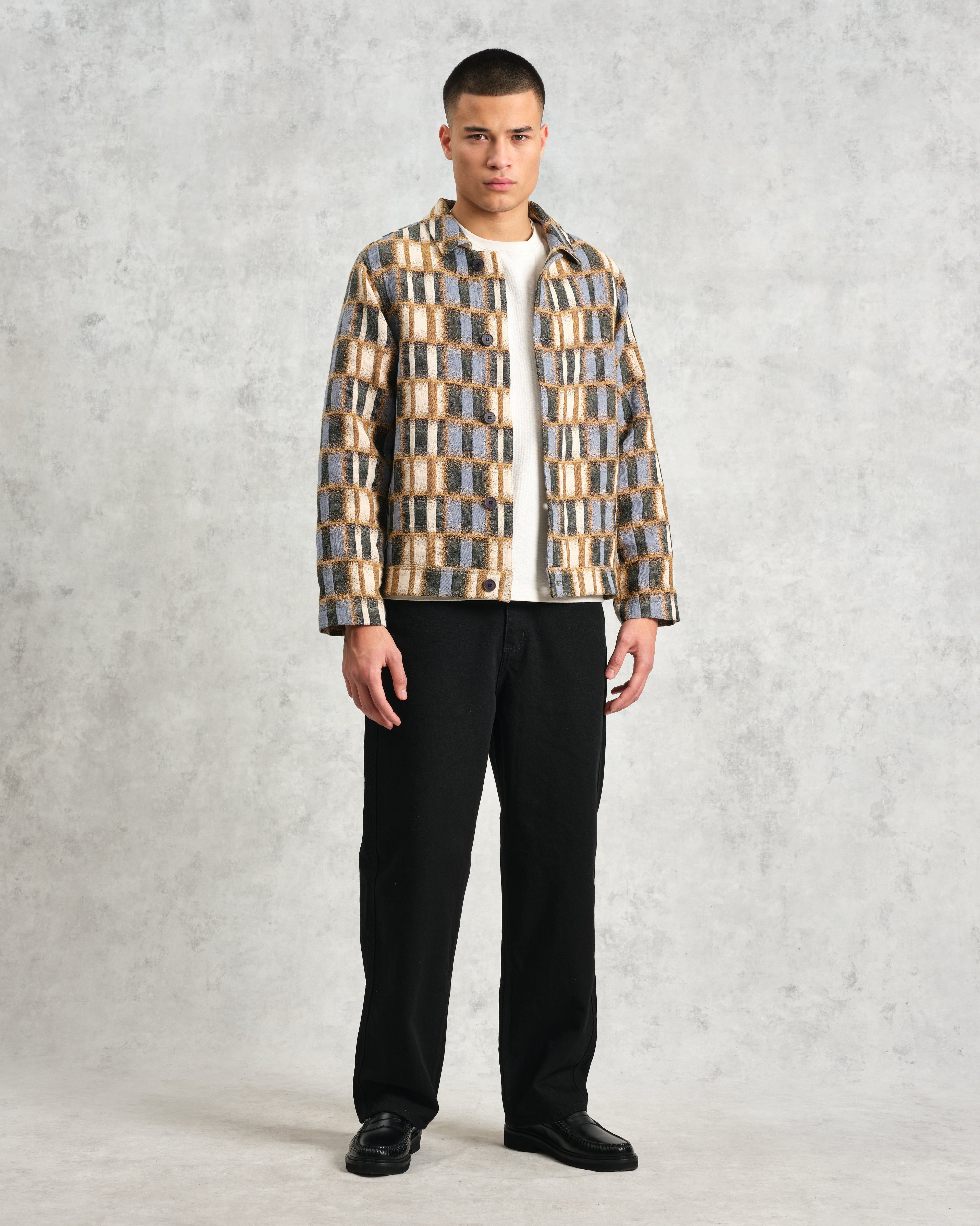 Iggy - Beige And Blue Ombre Grid Jacket