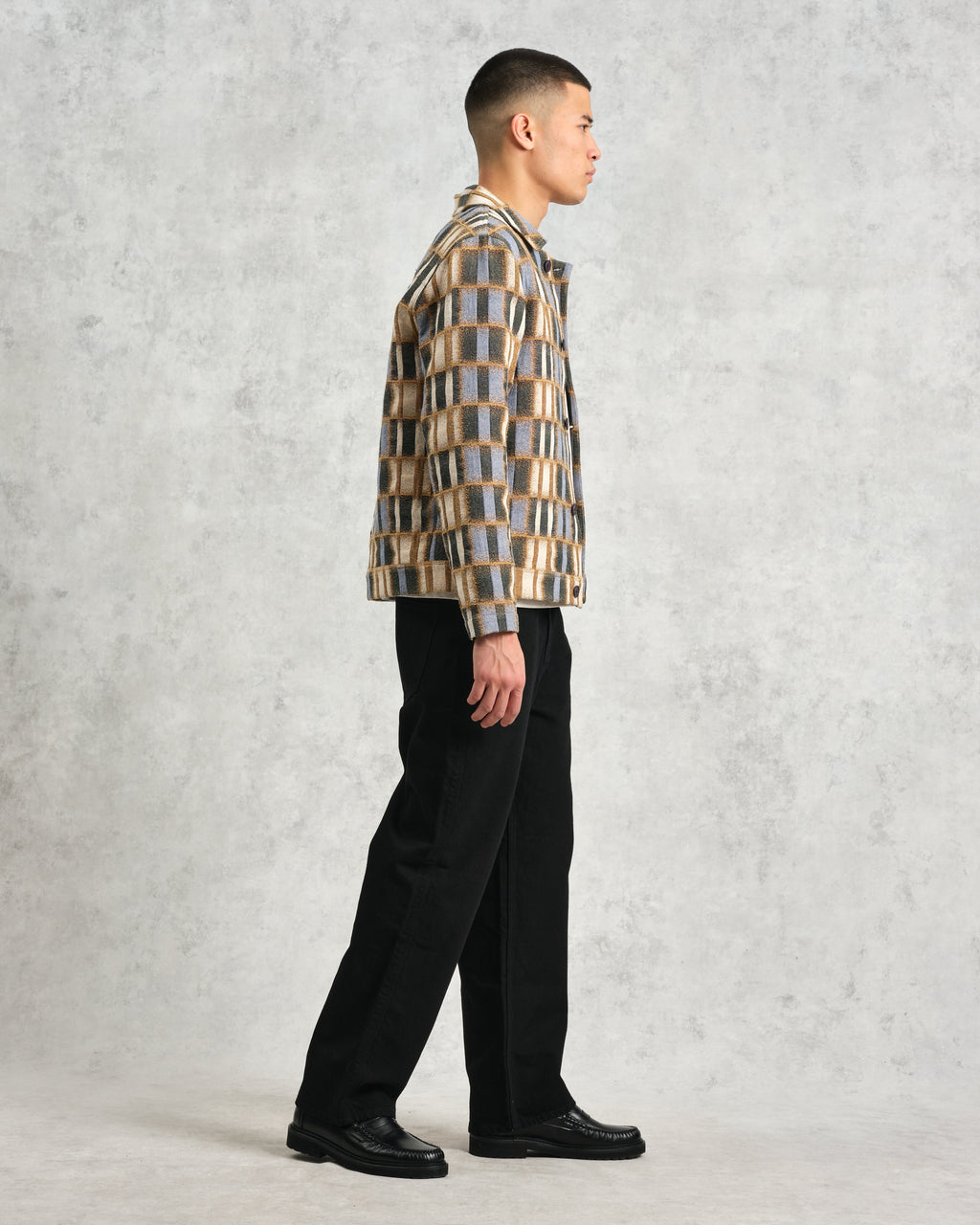 Iggy - Beige And Blue Ombre Grid Jacket