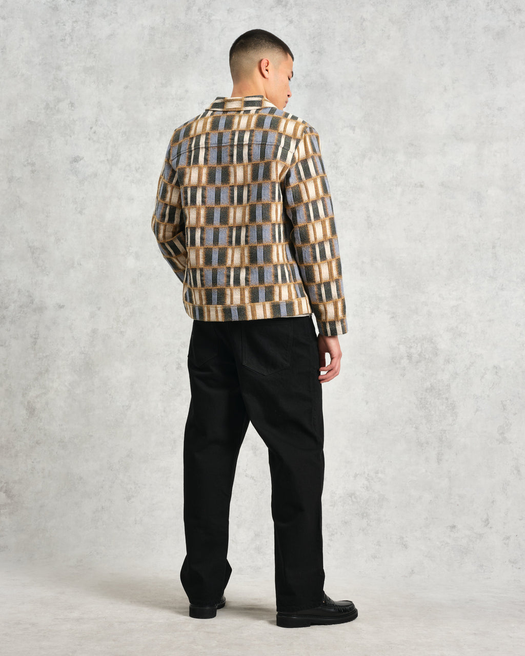 Iggy - Beige And Blue Ombre Grid Jacket