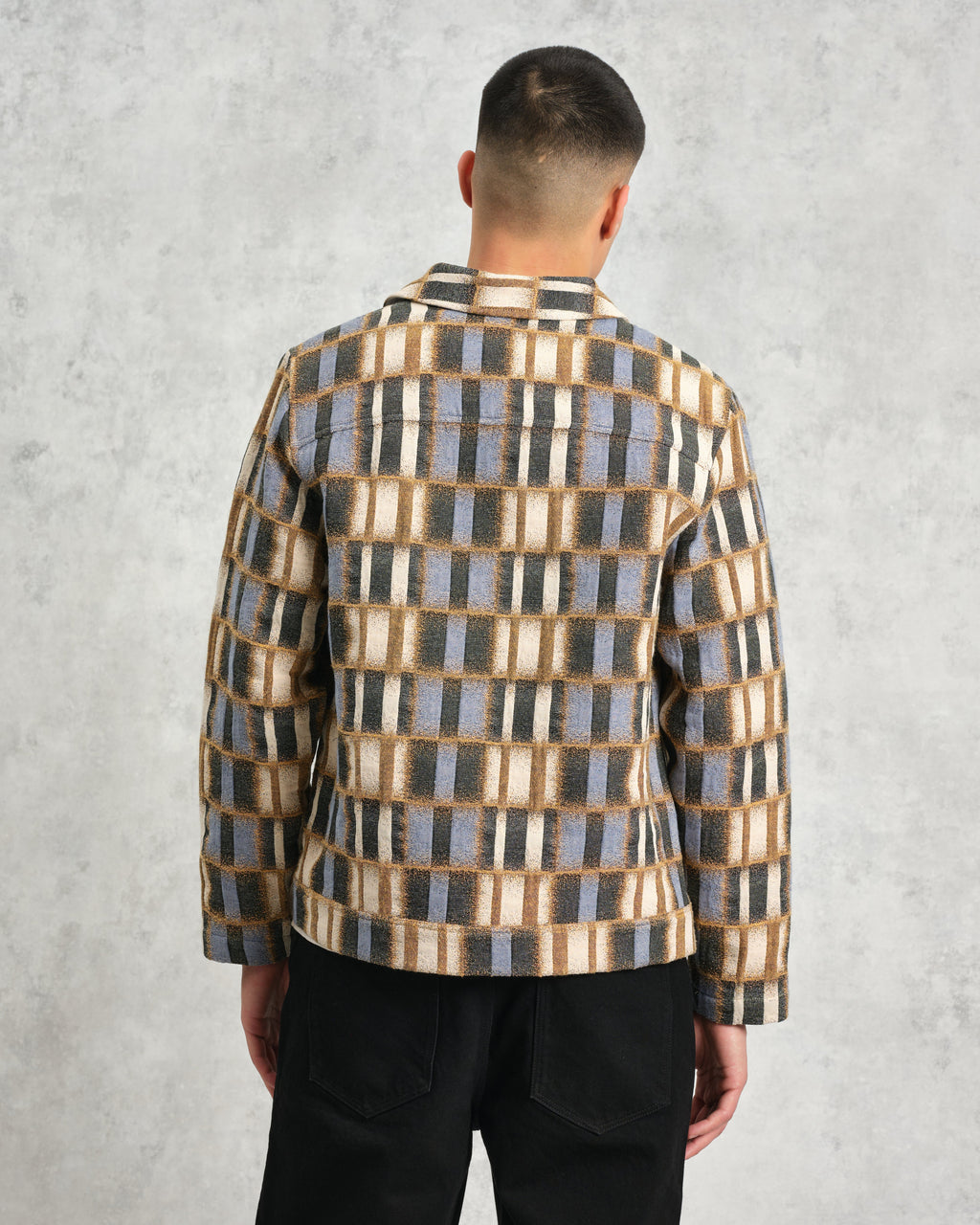 Iggy - Beige And Blue Ombre Grid Jacket
