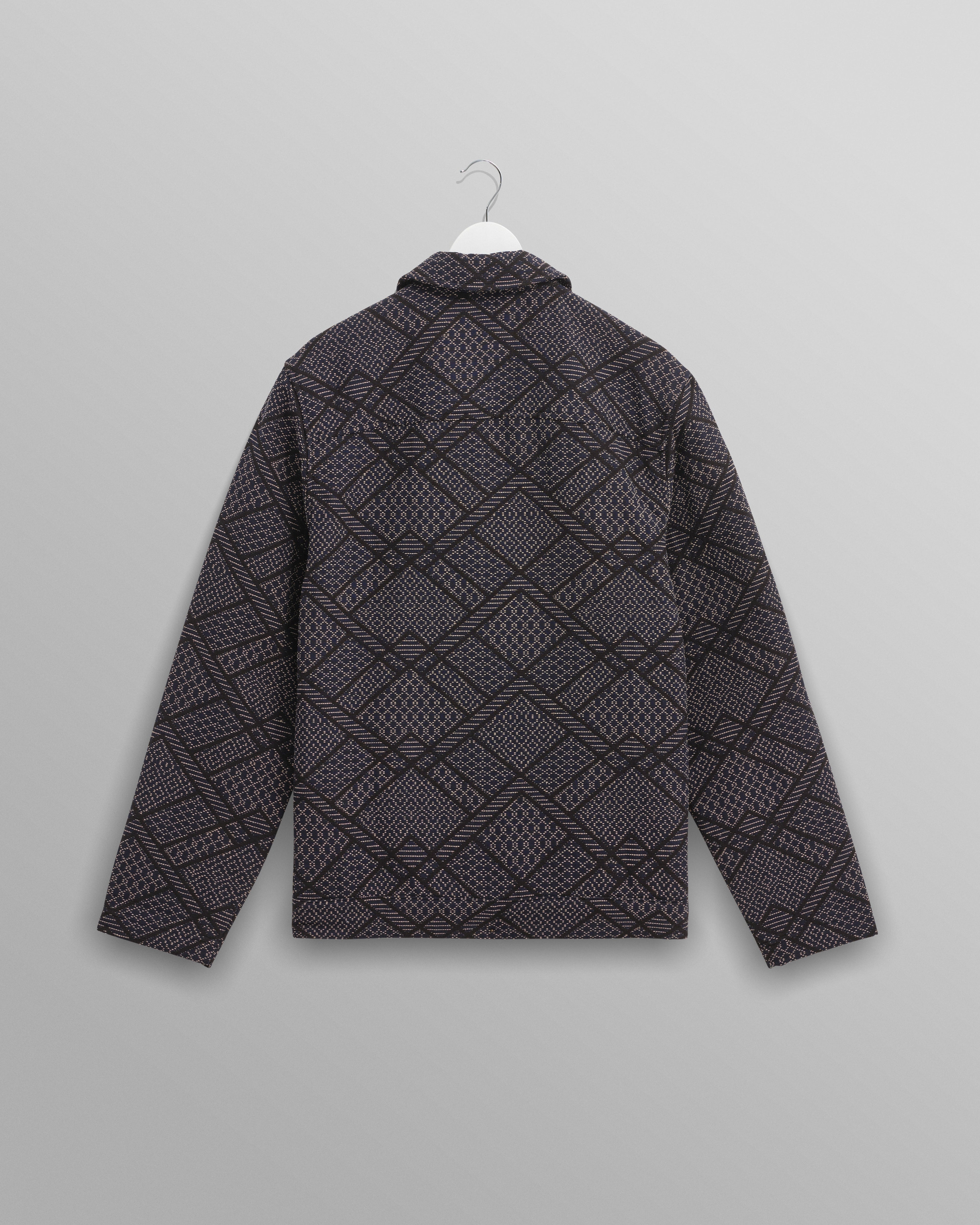 Iggy - Navy Diamond Stitch Jacquard Jacket
