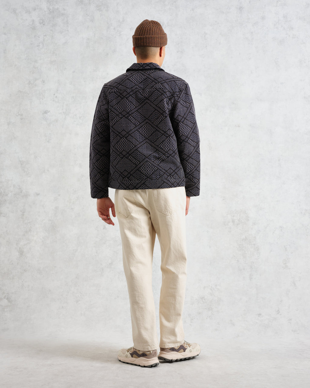 Iggy - Navy Diamond Stitch Jacquard Jacket