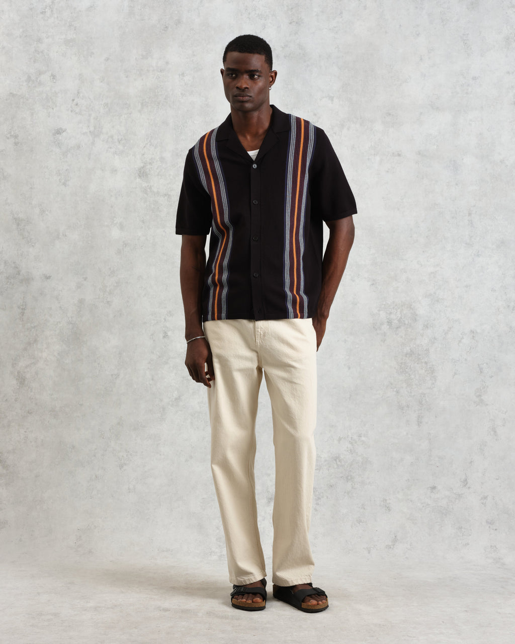 Ivy - Black And Multicolour Striped Cotton Polo Shirt
