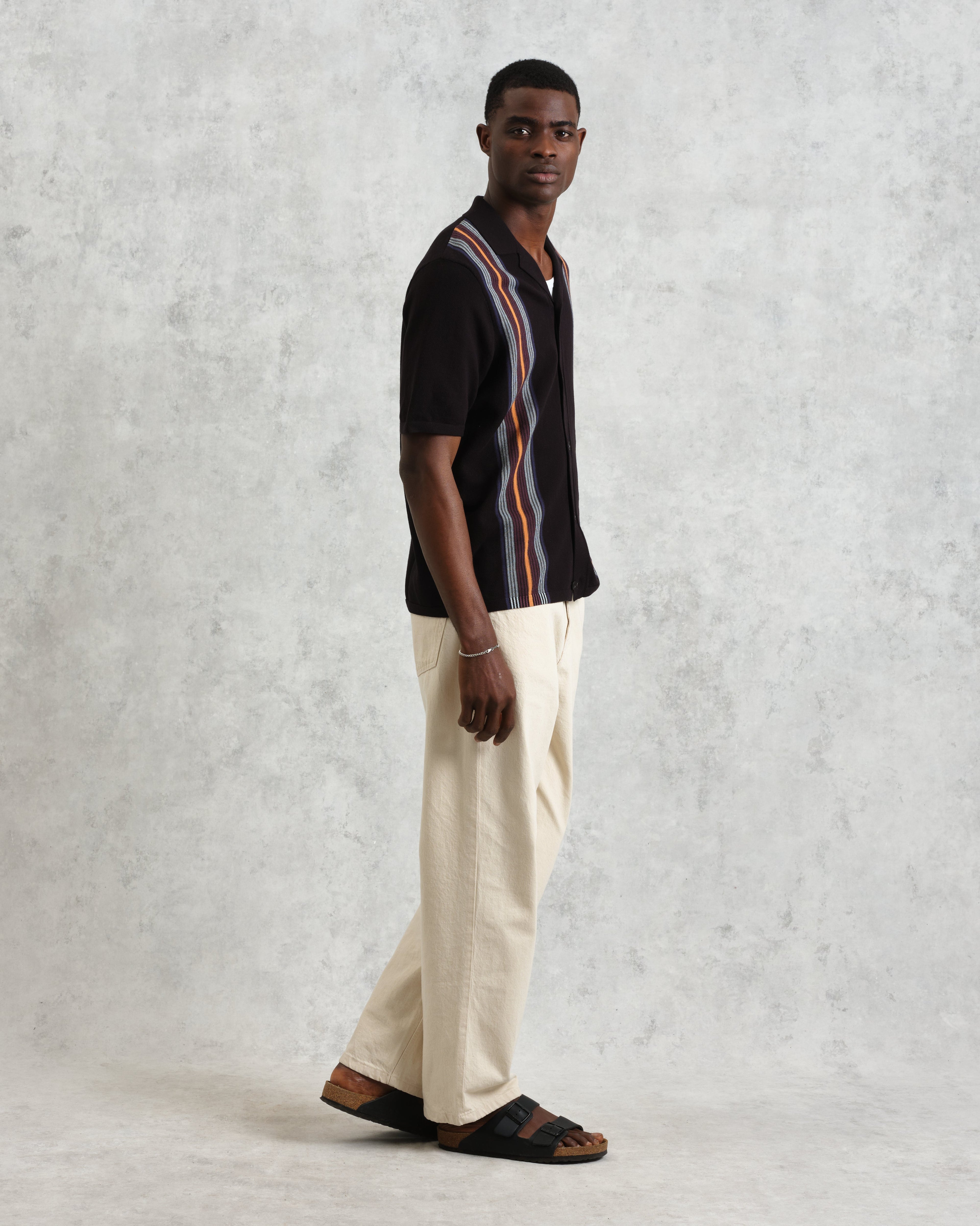 Ivy - Black And Multicolour Striped Cotton Polo Shirt