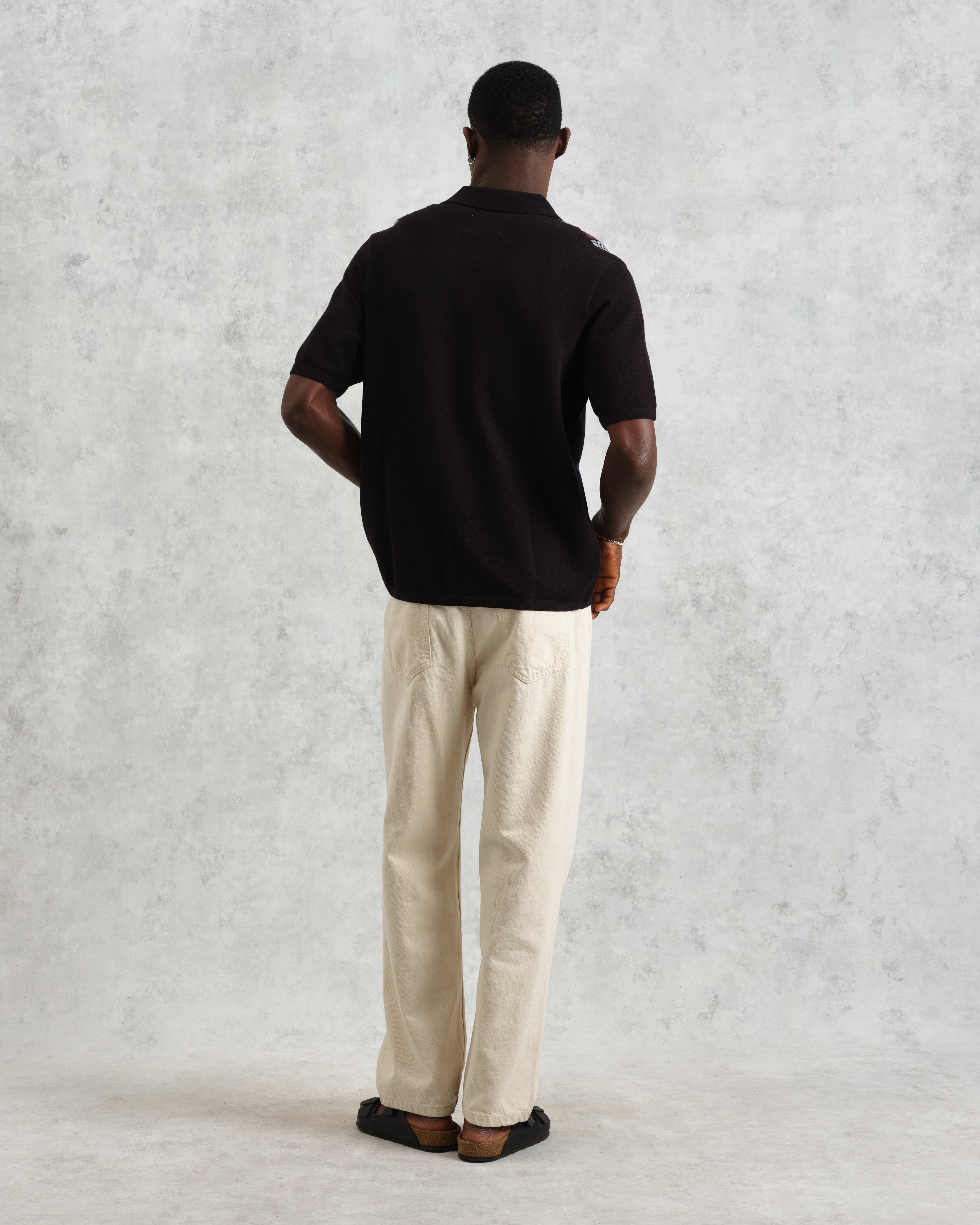 Ivy - Black And Multicolour Striped Cotton Polo Shirt