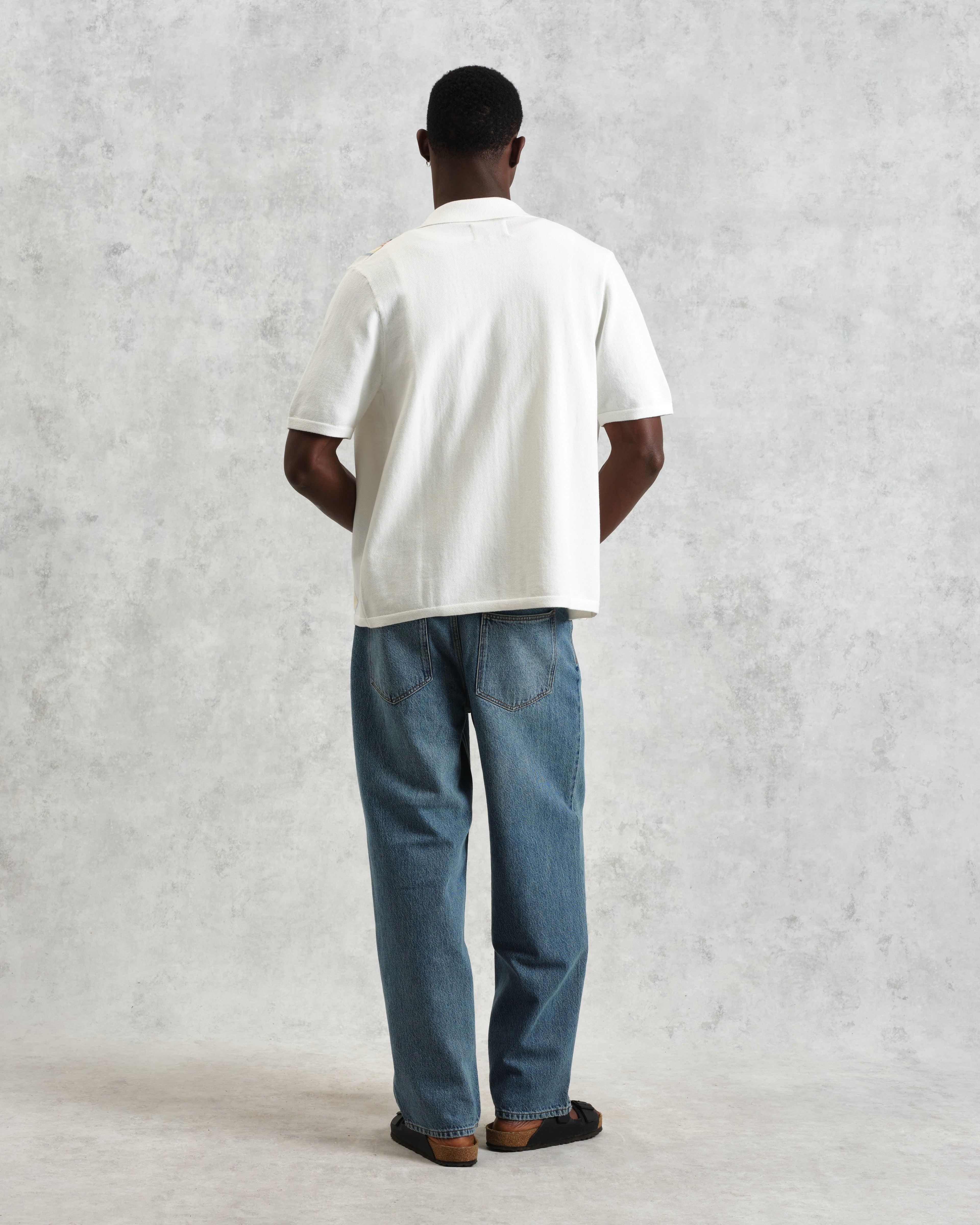 Ivy - Ecru And Multicolour Striped Cotton Polo Shirt