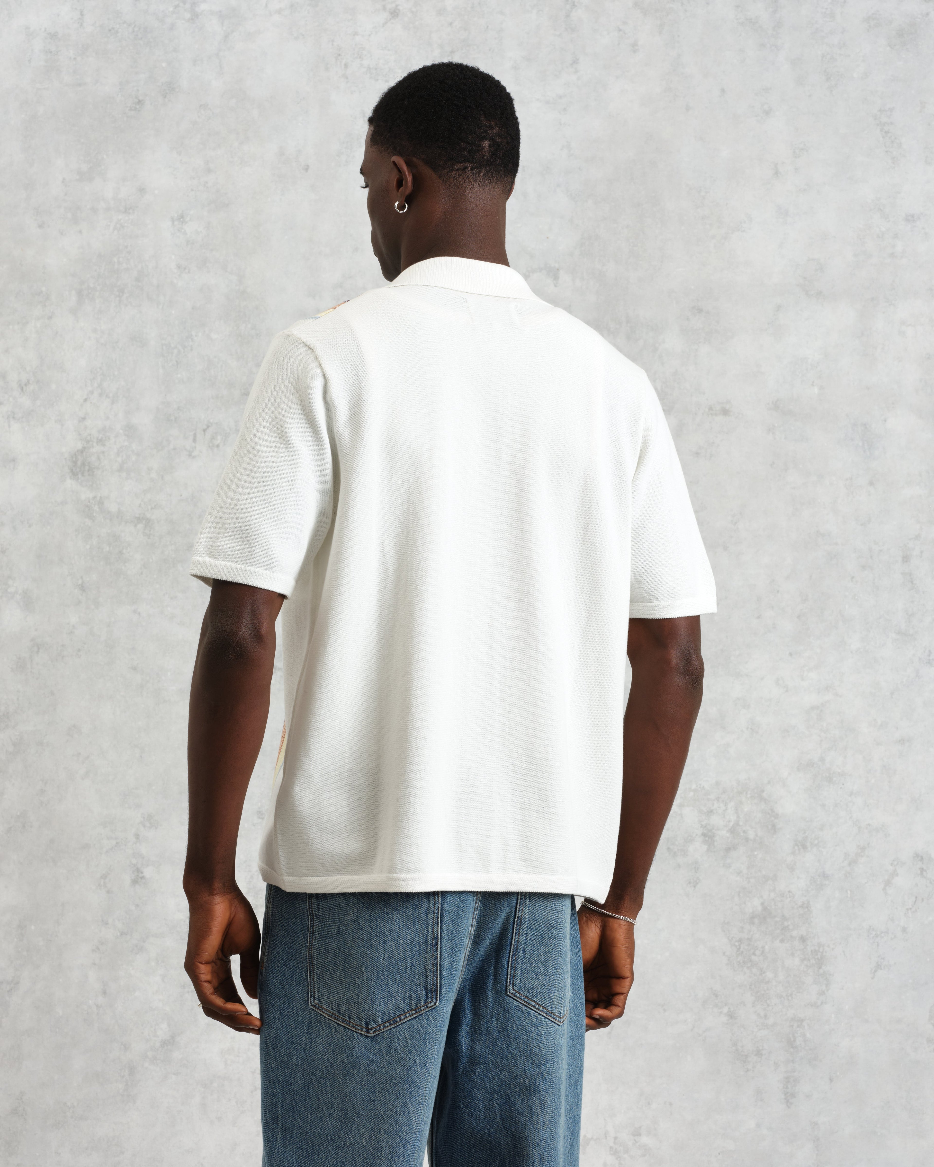 Ivy - Ecru And Multicolour Striped Cotton Polo Shirt