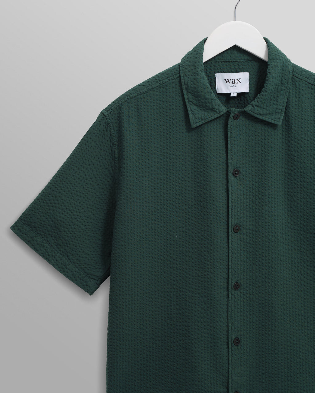 Keats - Forest Green Cotton Seersucker Short-Sleeve Shirt