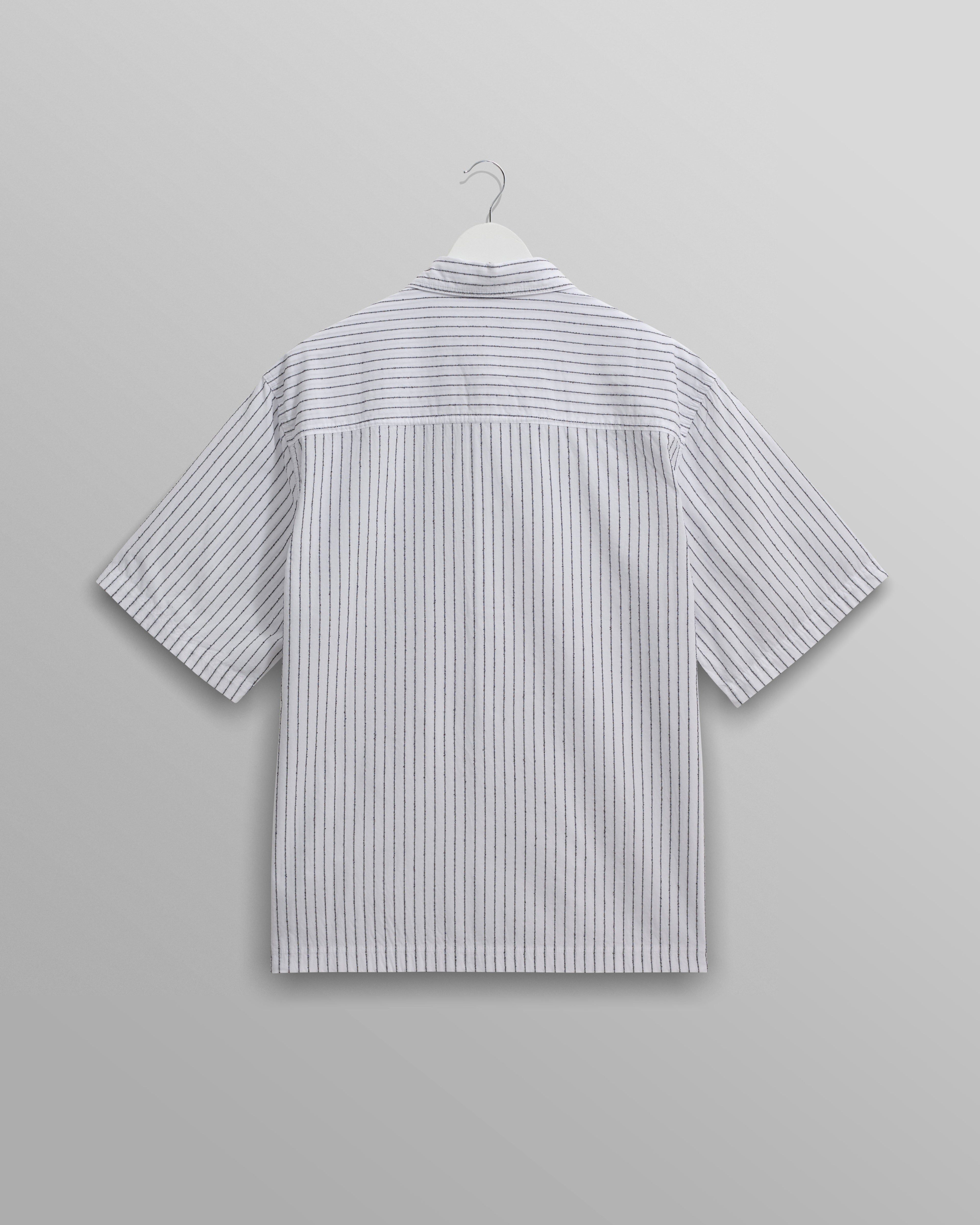 Kew - White Stripe Cotton-Poplin Short-Sleeve Shirt