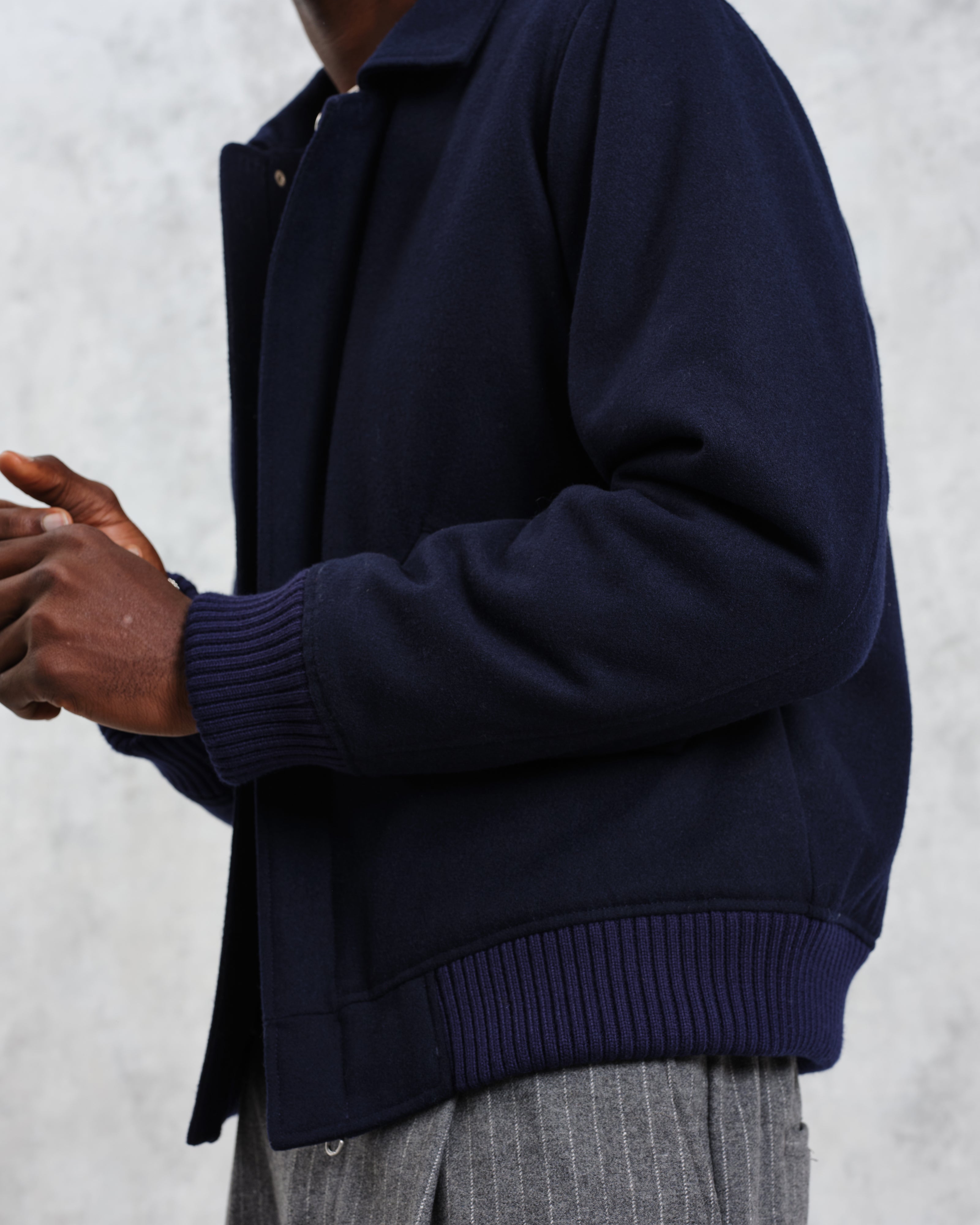 Knoll - Navy Wool Bomber Jacket