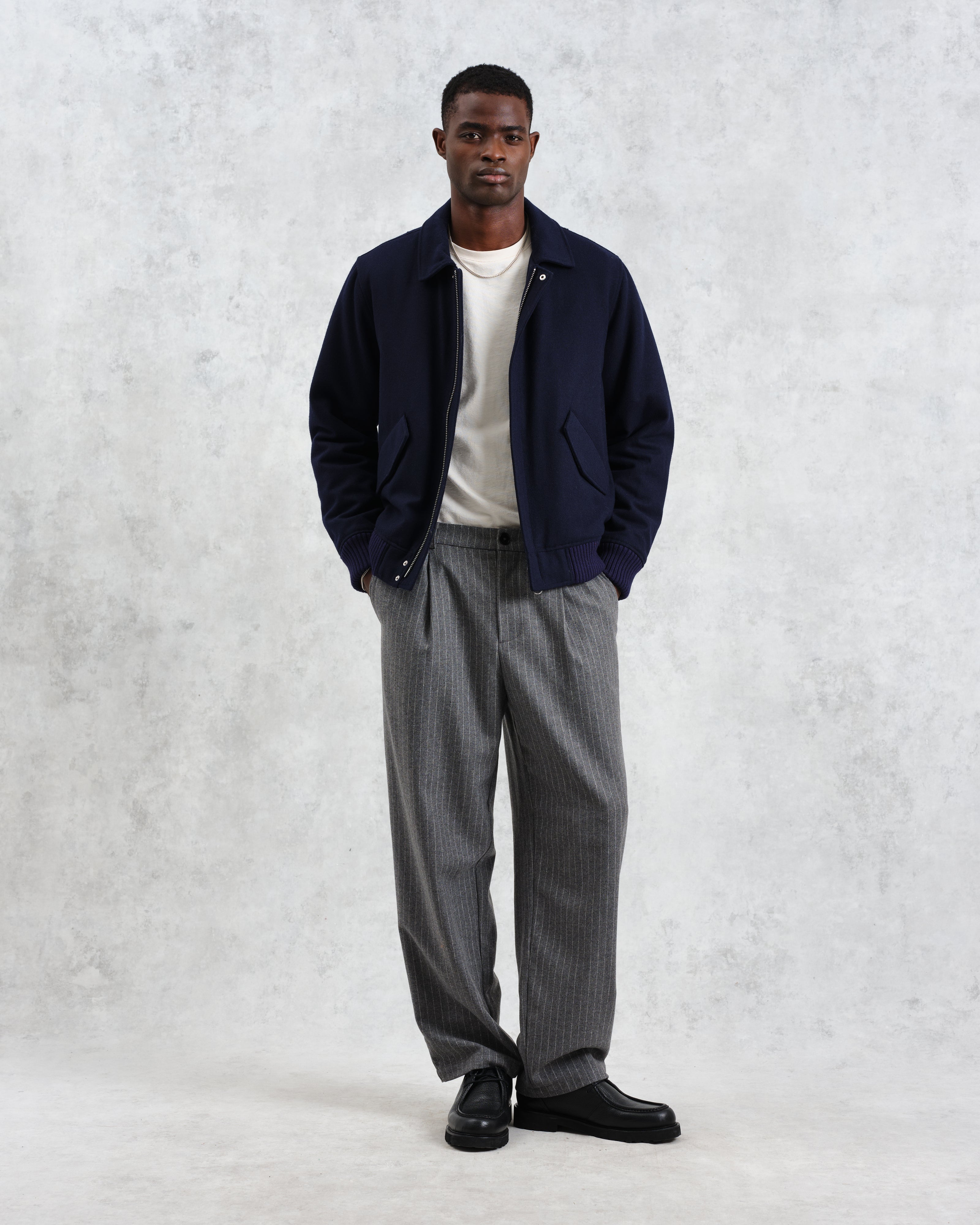 Knoll - Navy Wool Bomber Jacket