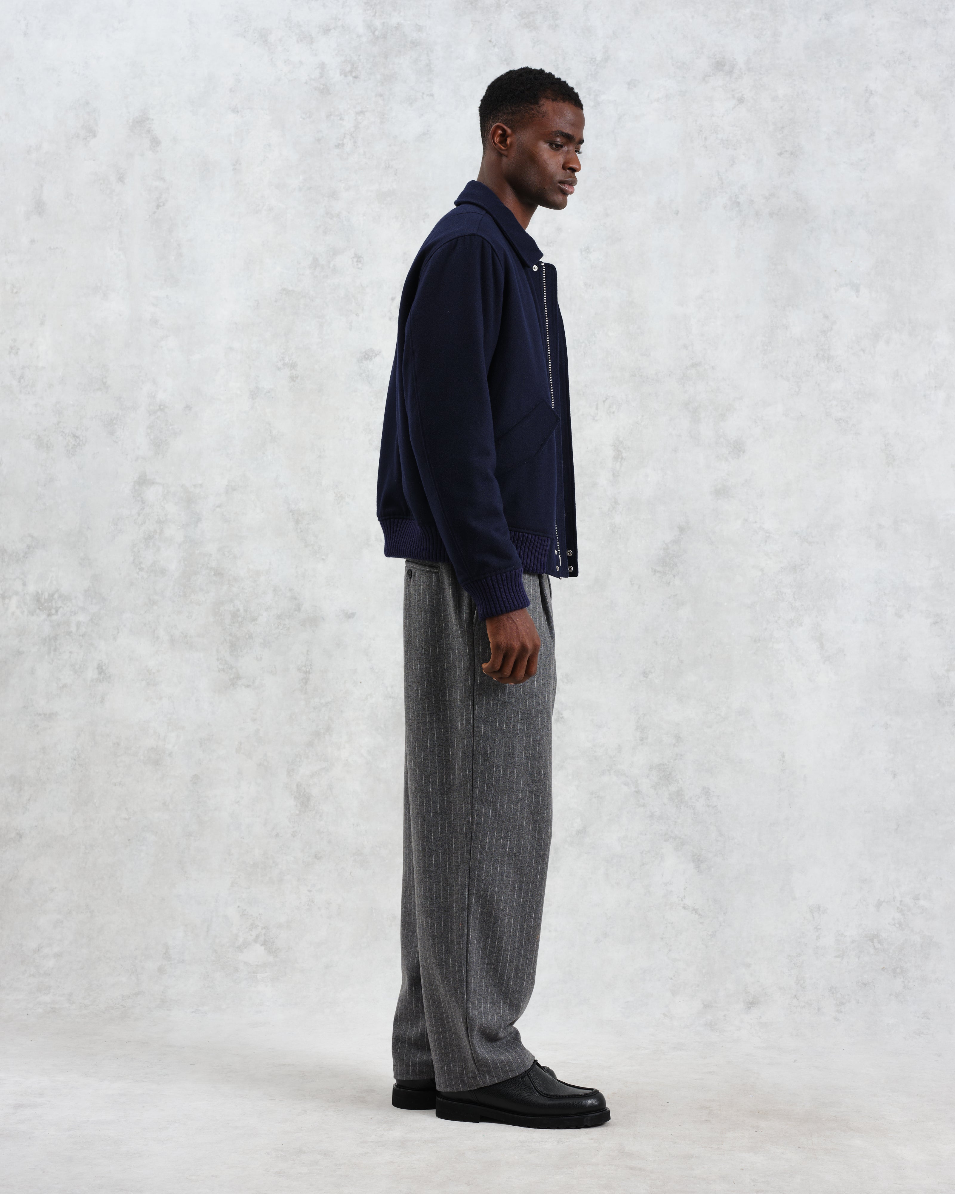Knoll - Navy Wool Bomber Jacket
