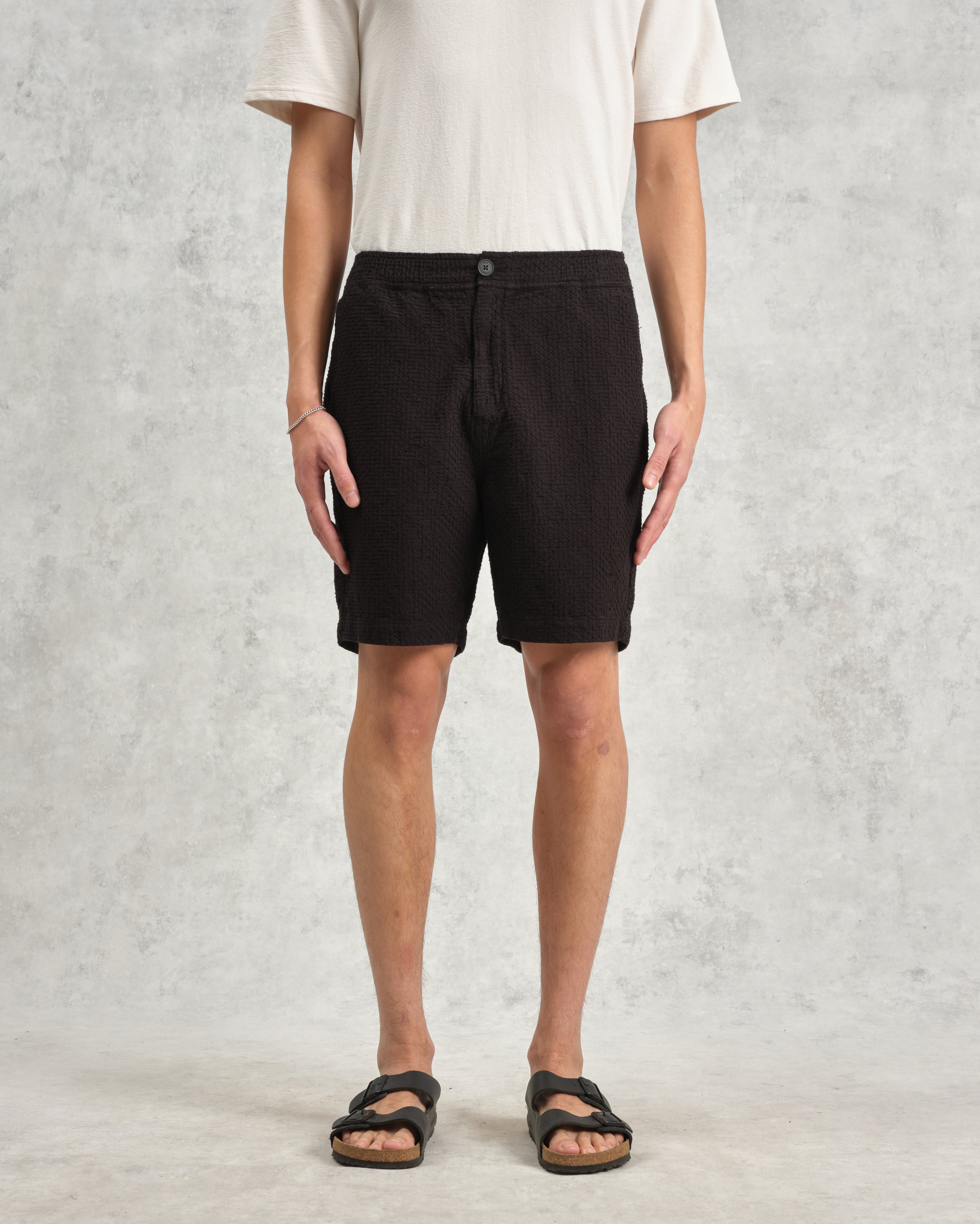 Kurt - Black Honeycomb Cotton Shorts