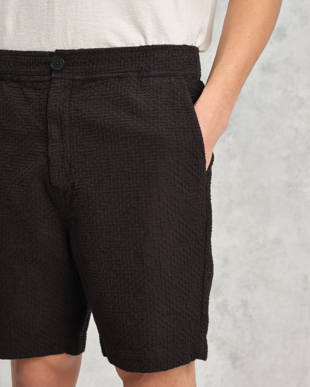 Kurt - Black Honeycomb Cotton Shorts