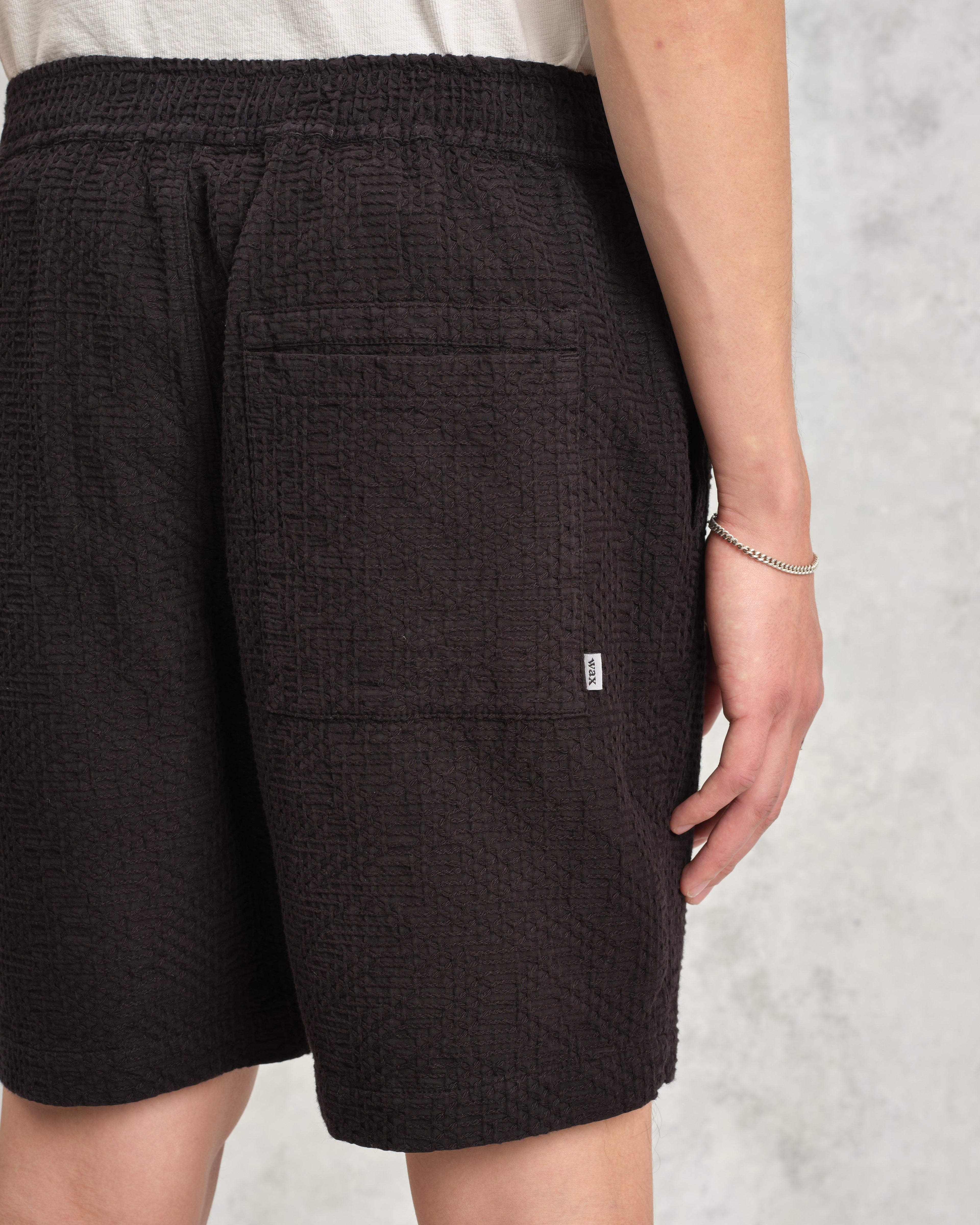 Kurt - Black Honeycomb Cotton Shorts