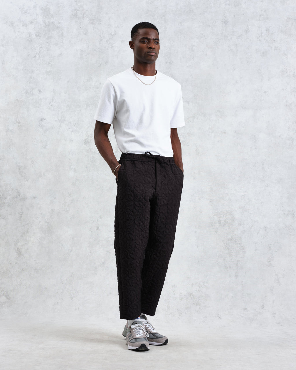 Kurt - Black Petal Quilt Trousers