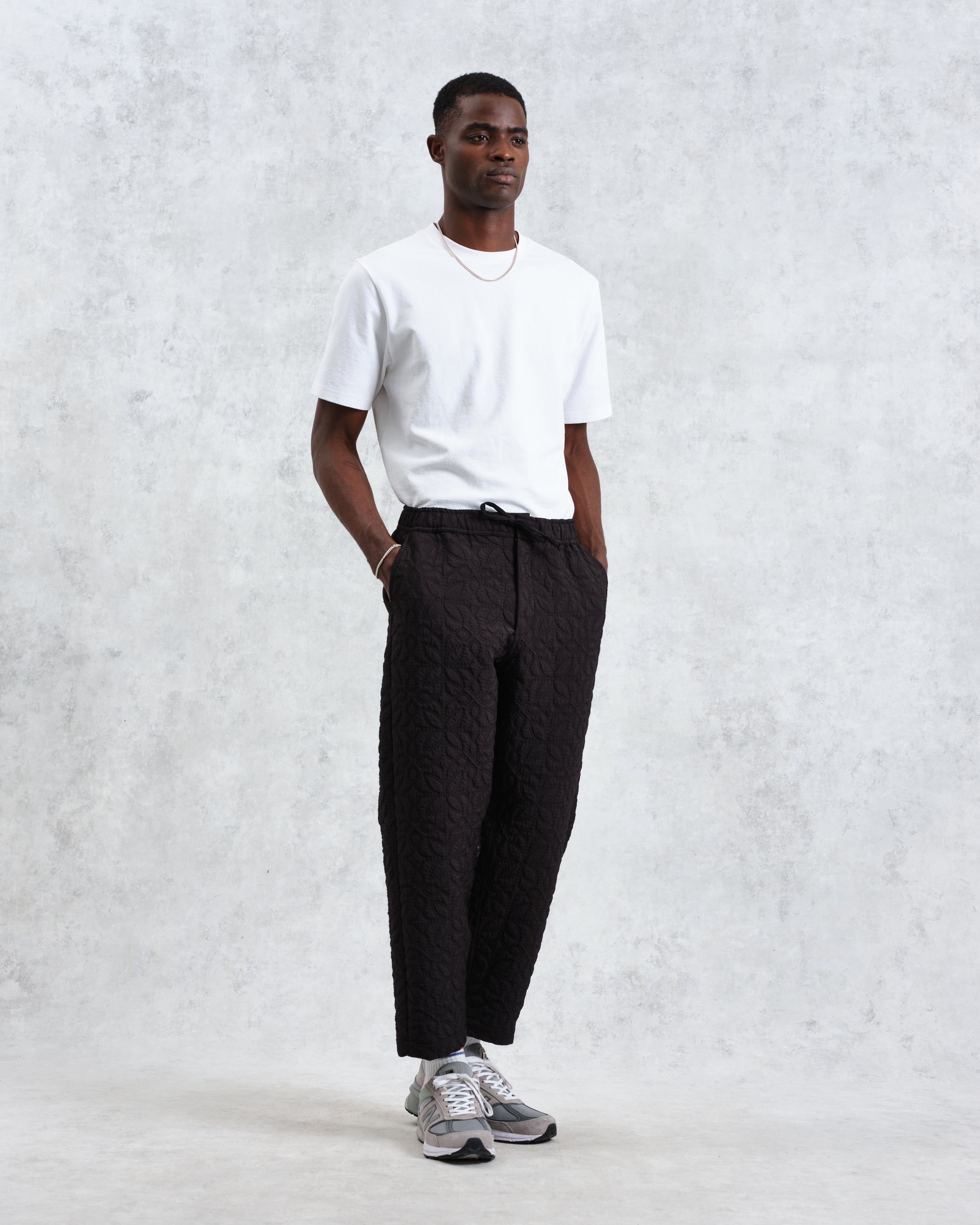 Kurt - Black Petal Quilt Trousers