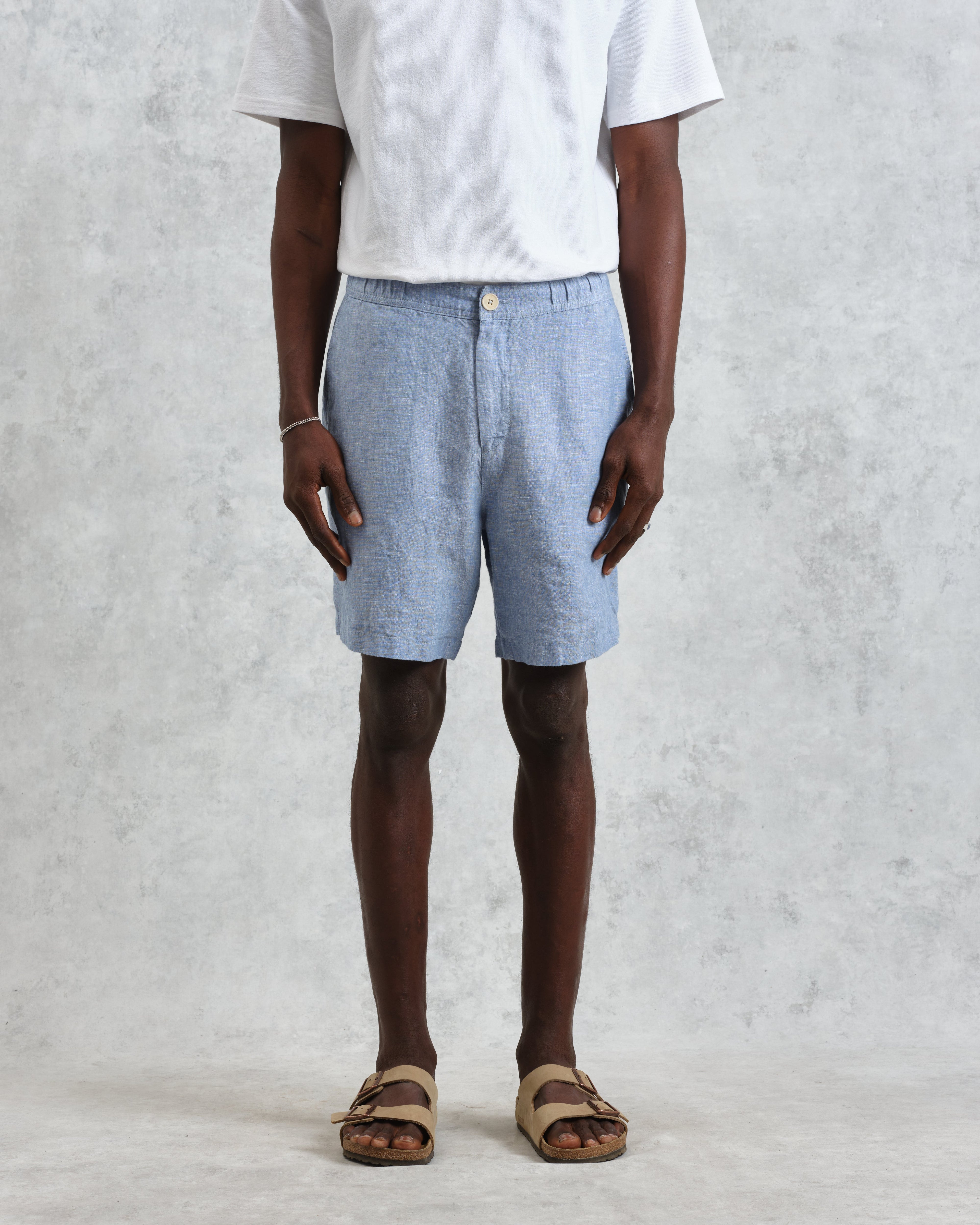 Kurt - Blue Two-Tone Linen Shorts