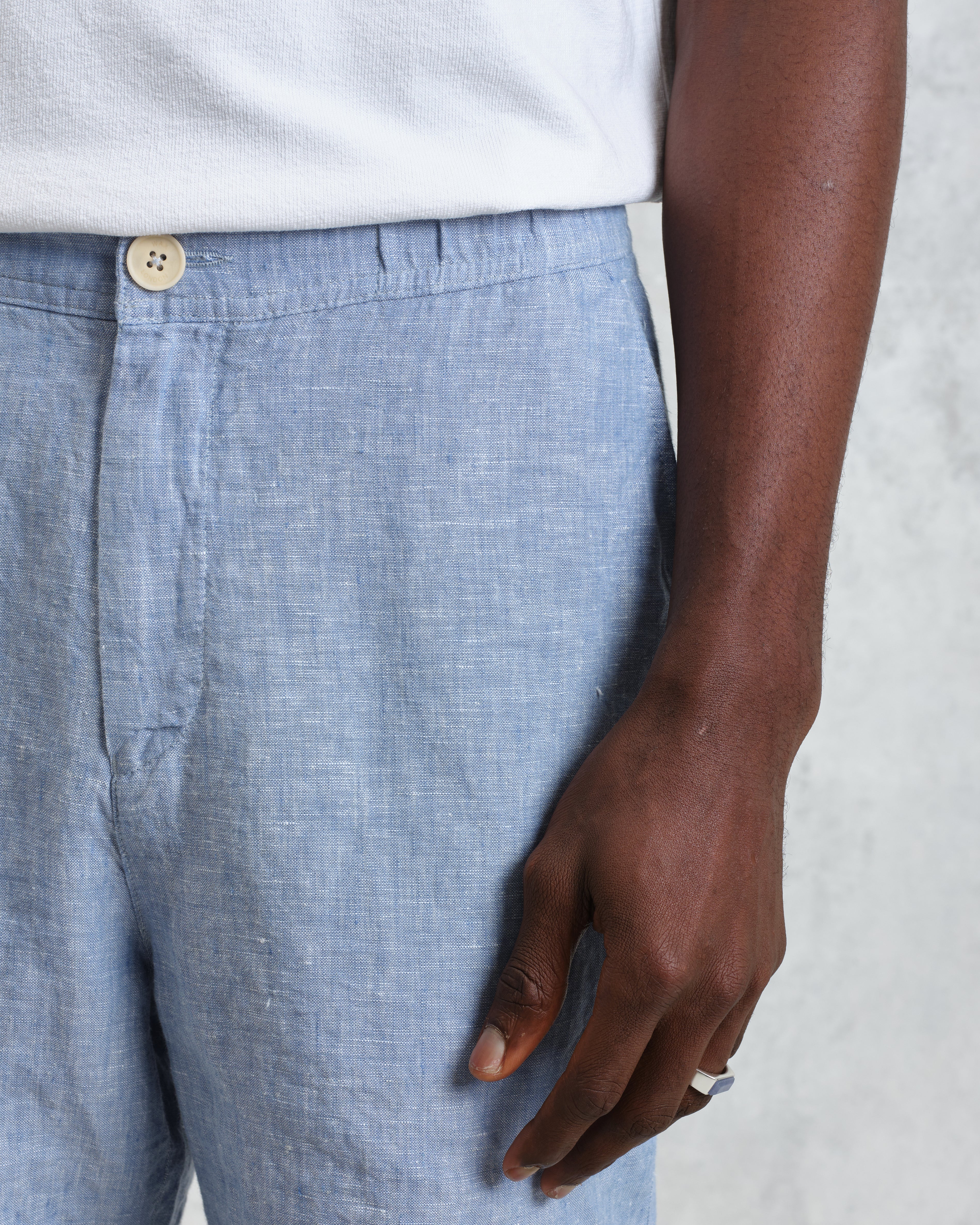 Kurt - Blue Two-Tone Linen Shorts