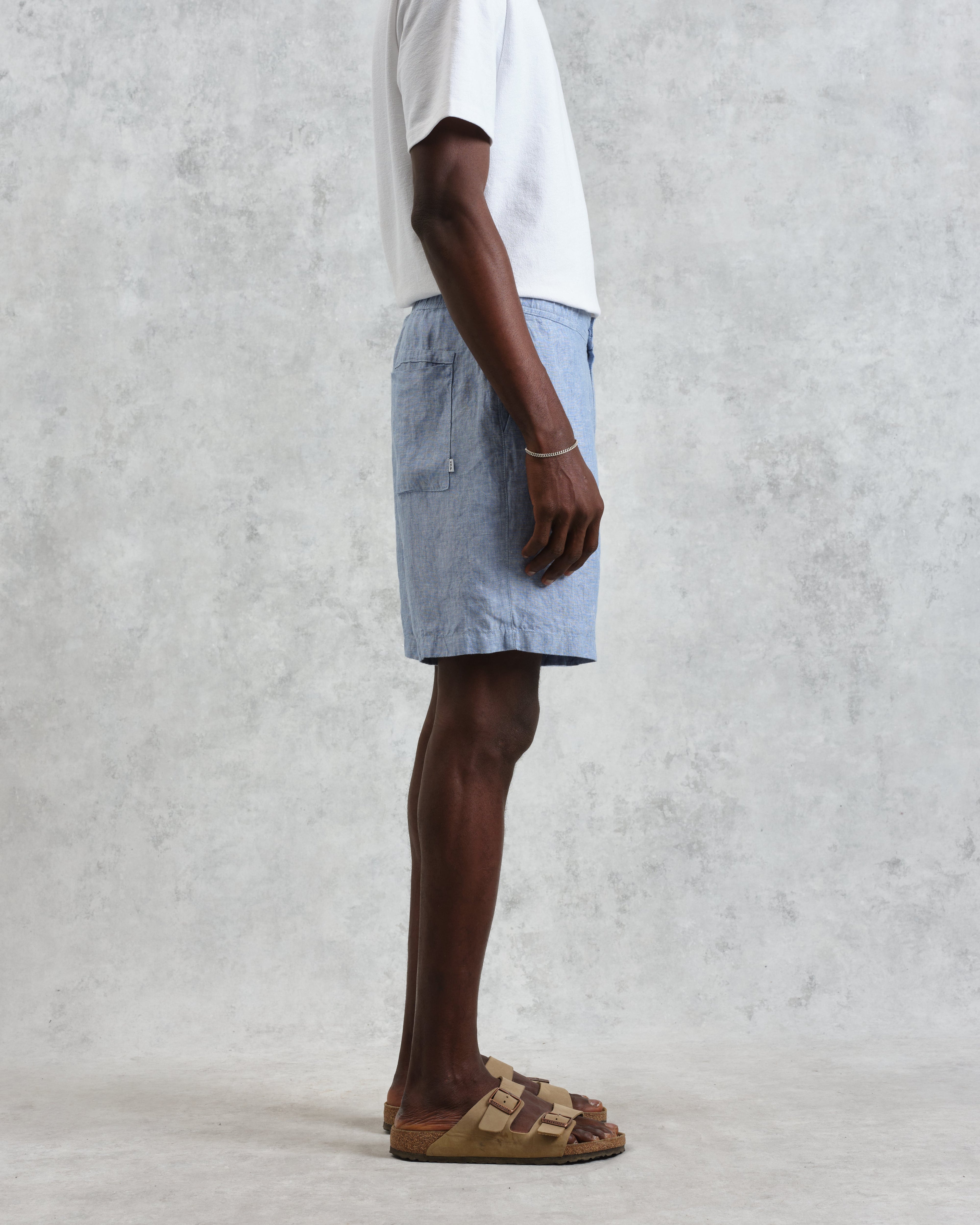 Kurt - Blue Two-Tone Linen Shorts