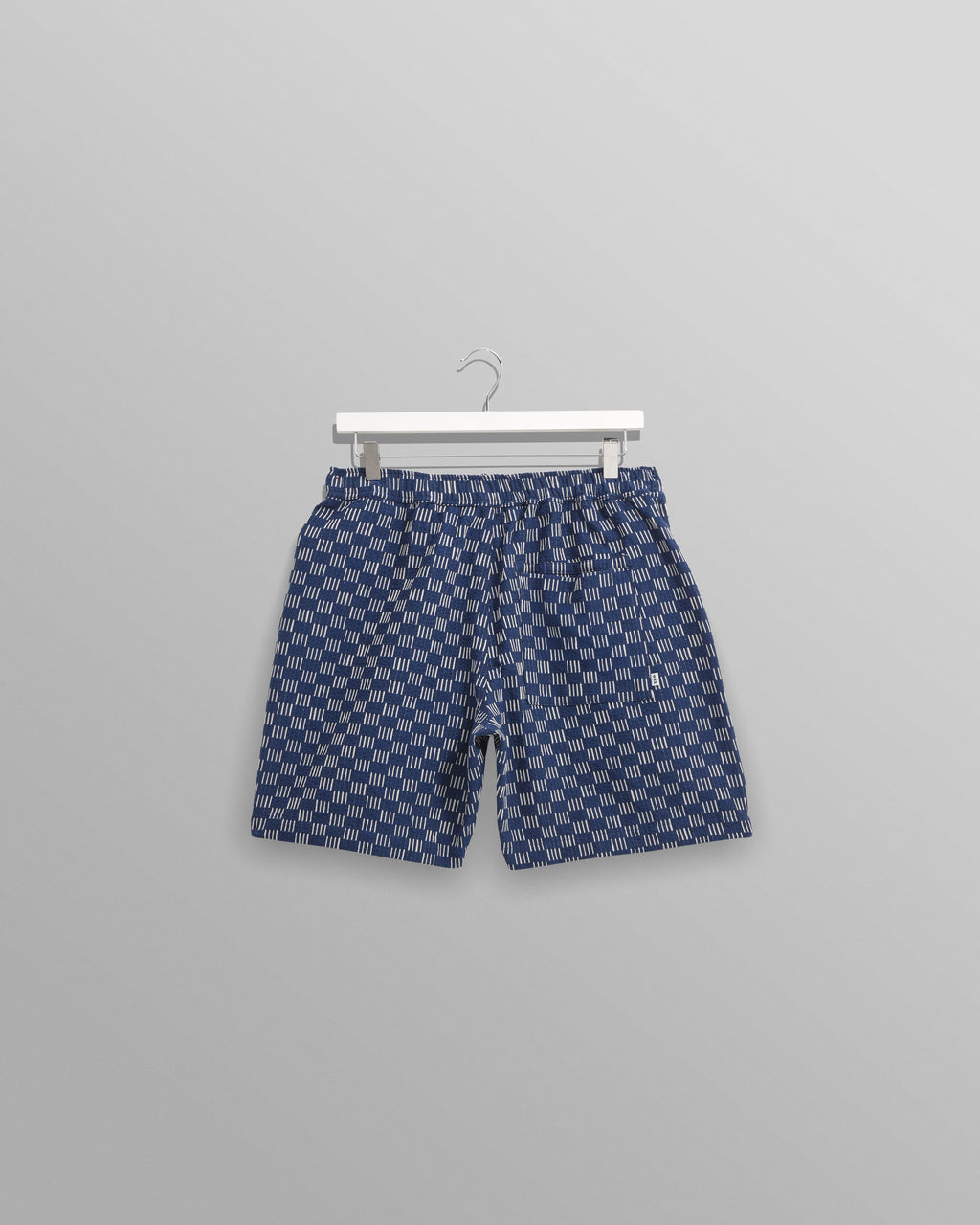 Kurt - Indigo And Ecru Geometric Grid Stitch Shorts