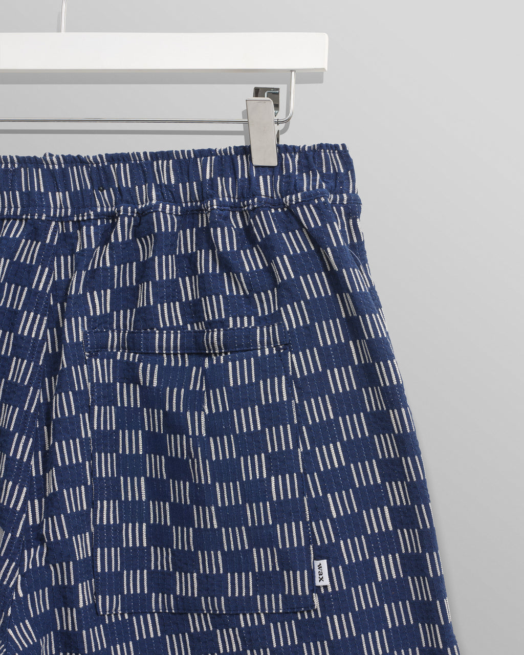 Kurt - Indigo And Ecru Geometric Grid Stitch Shorts